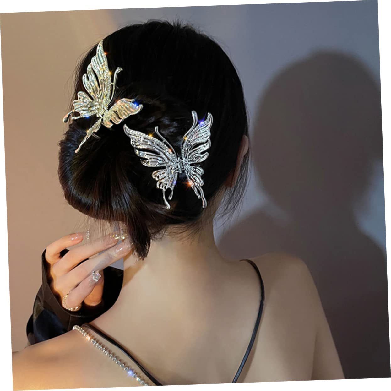 Elegant Rhinestone Butterfly Hair Clips for Women - Party & Wedding Accessories