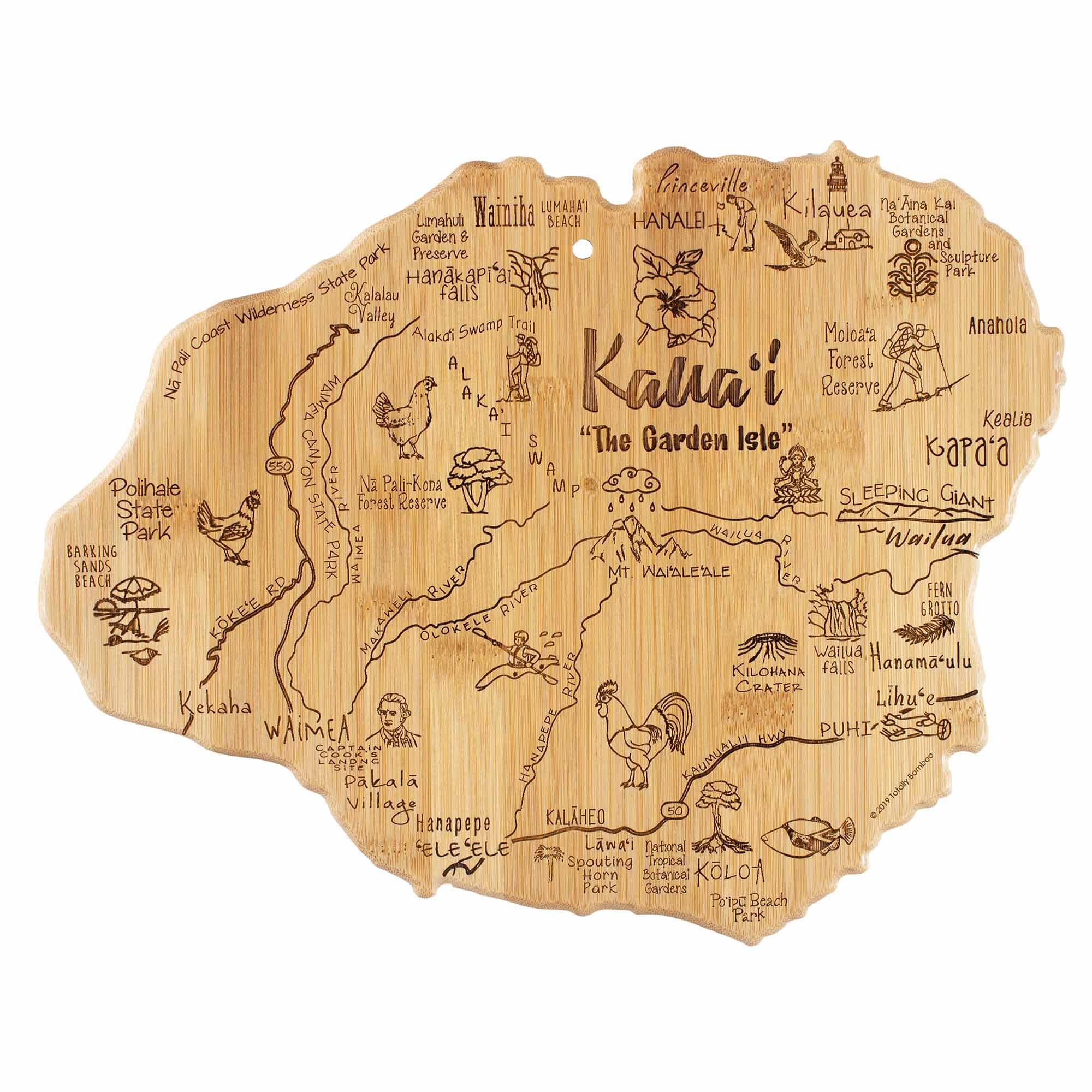 Premium Kauai-Themed Wooden Cutting Board - 9.75