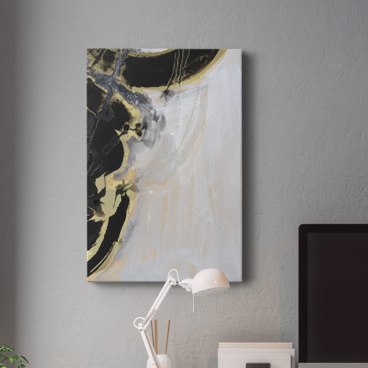 Abstract Wall Art 'Mountains in the Mist II' - Black & Gold Framed Painting Print 12x18 Inches - Modern Home & Office Decor for Living Room, Bedroom, Bathroom - Perfect for Creating a Serene Atmosphere