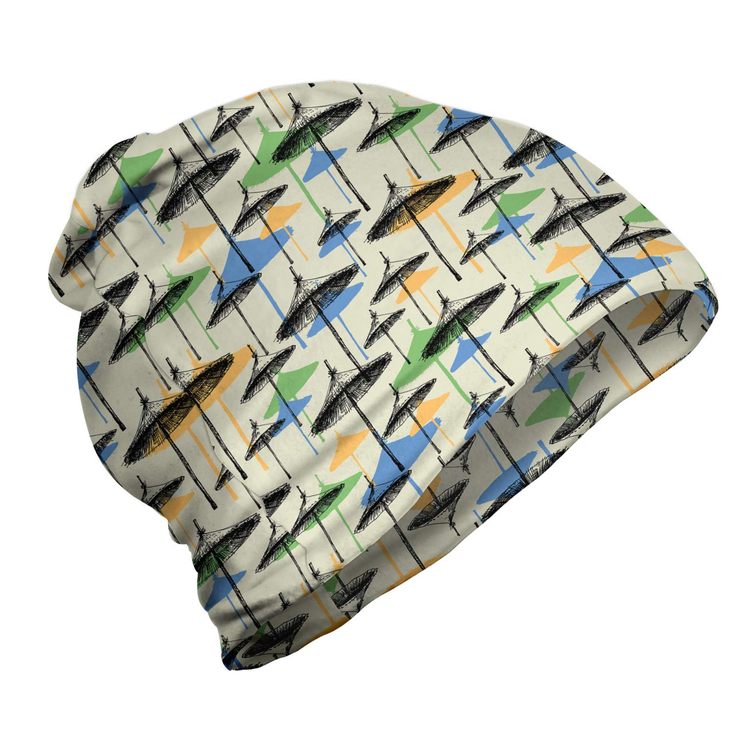 Ambesonne Unisex Beanie - Soft Winter Hat for Men & Women | Beach Umbrella & Summer Accessories | Perfect for Hiking, Camping & Outdoor Activities