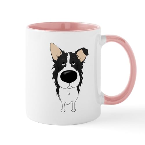 White/Pink Inside - Big Nose/Butt Border Collie Mug
