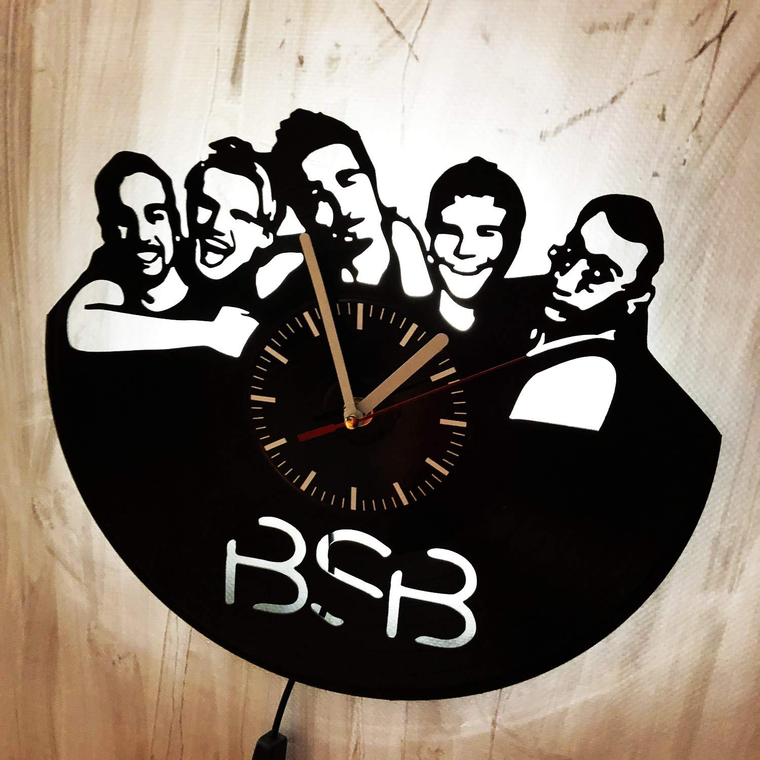 Backstreet Boys Vinyl Wall Clock with LED Backlight - Creative Night Atmosphere Light for Living Room Decor | Durable White LED Time Clock for Home, Bedroom & Office