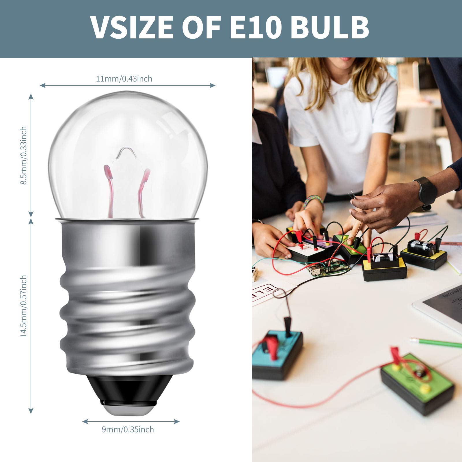 Honoson 20-Pack E10 Mini Light Bulbs 6V 0.5A - Tiny Screw Base Replacement Bulbs for Flashlights, Electrical Experiments & DIY Projects - Perfect for Science Kits, Model Lighting, and Emergency Tools