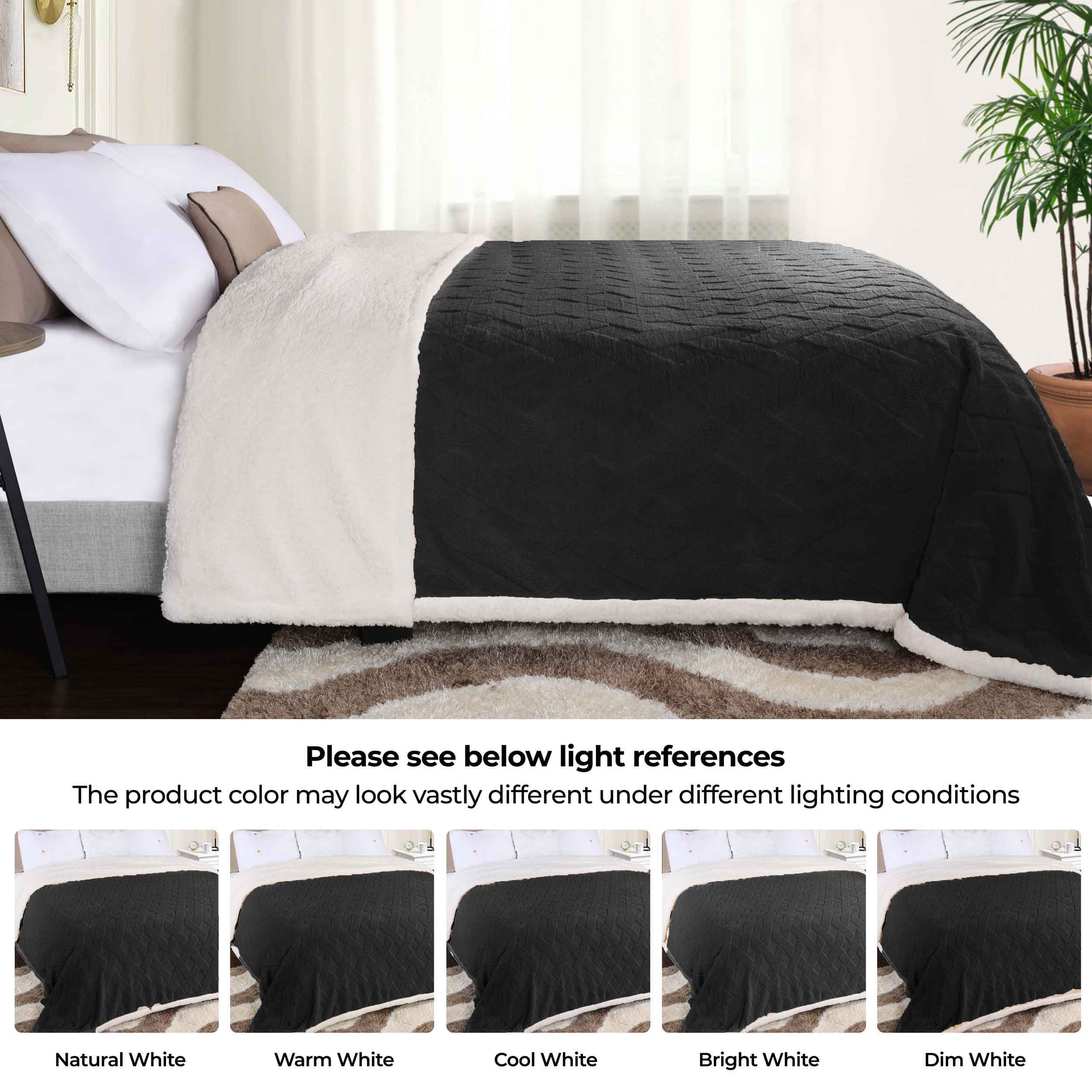 Nuuk Reversible Jacquard Lattice Plush Sherpa Fleece Blanket - Ultra Soft Warm Throw for Couch, Bed & Sofa - Perfect for Winter, Camping & Home Decor