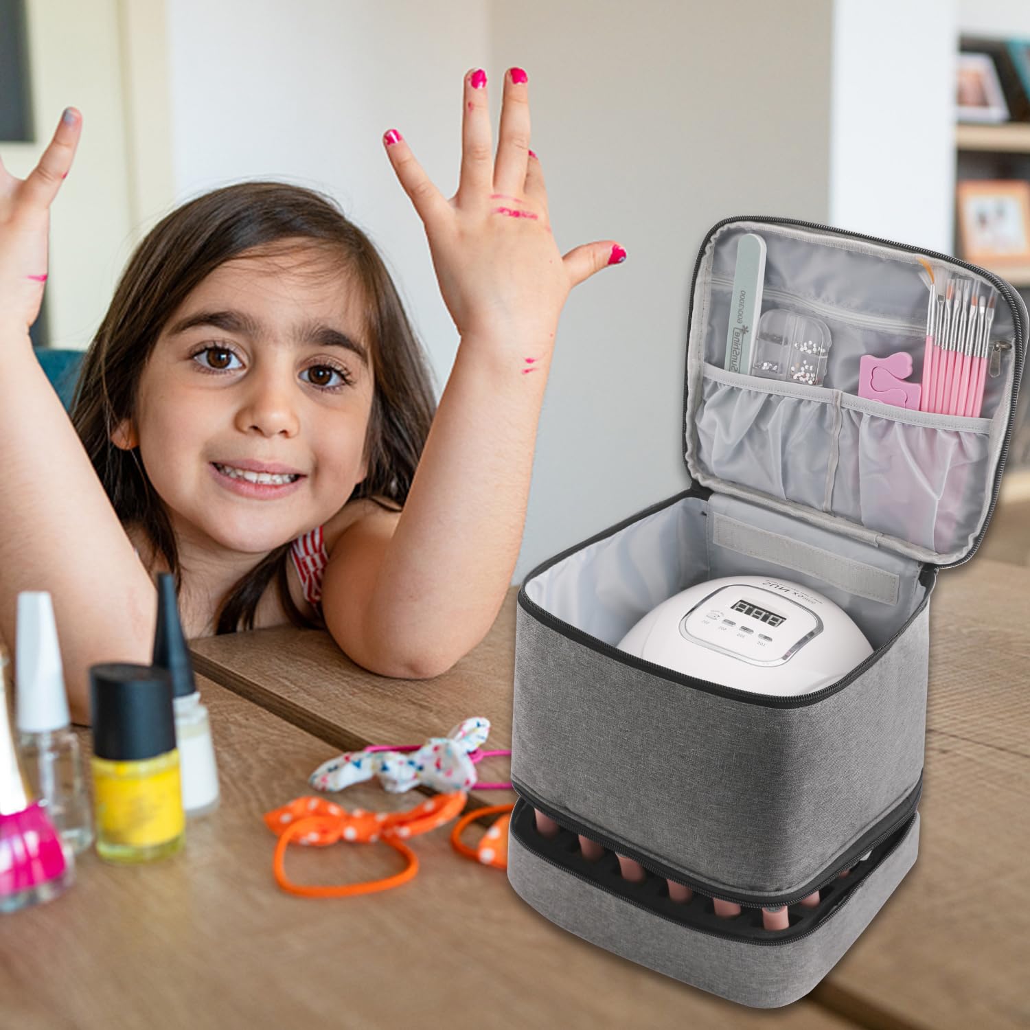 30 Bottle Travel Nail Polish Organizer - Double Layer Portable Storage Case for 15ml Nail Varnish & Manicure Set - Perfect for Salon Professionals & Home Manicures