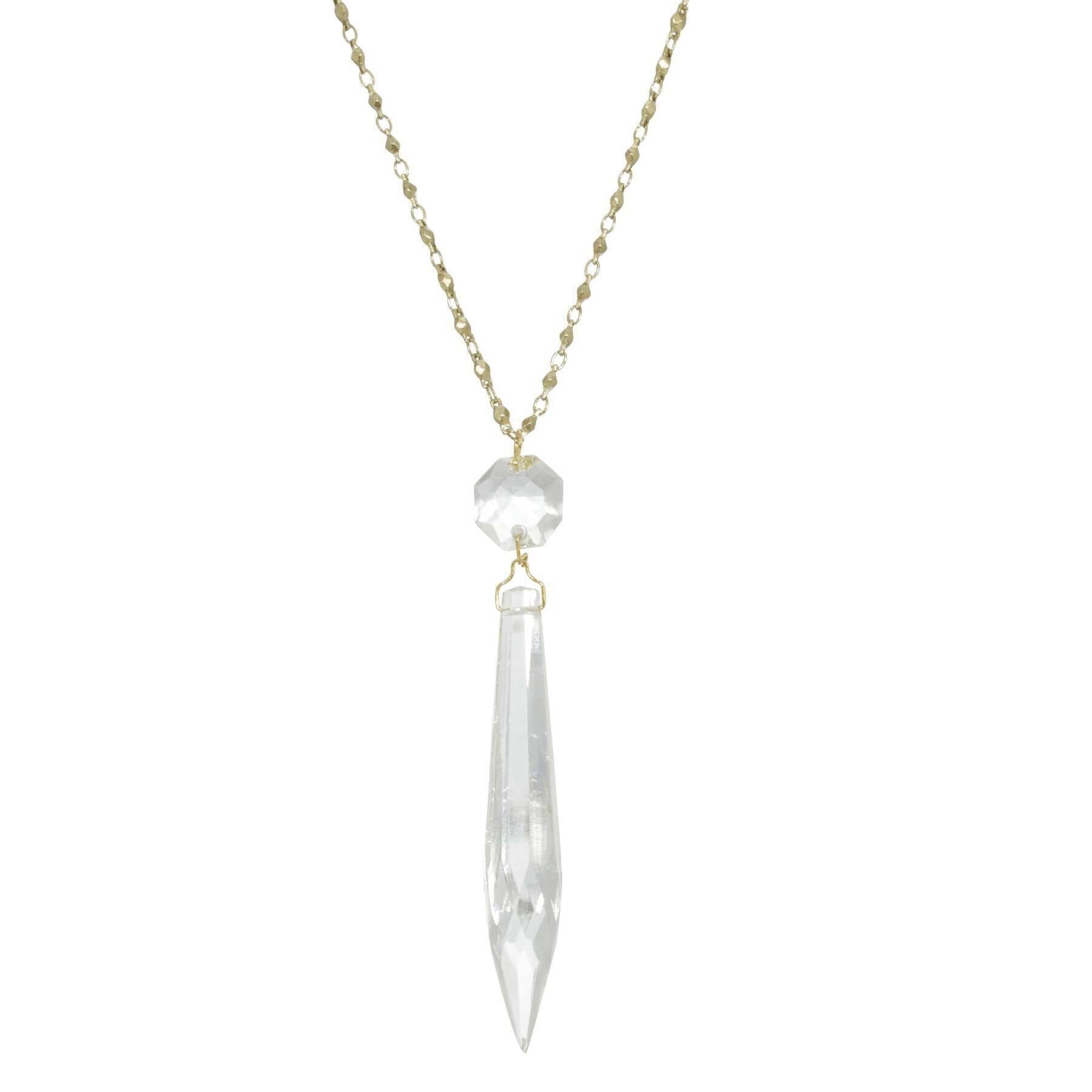 1928 Jewelry Icicle Dreams Crystal Pendant Necklace - 30