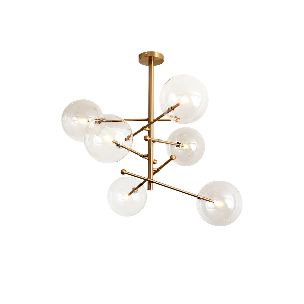 Elegant Glass Globe Chandelier - Modern Crystal Ceiling Light Fixture for Dining Room, Living Room & Bedroom Decor