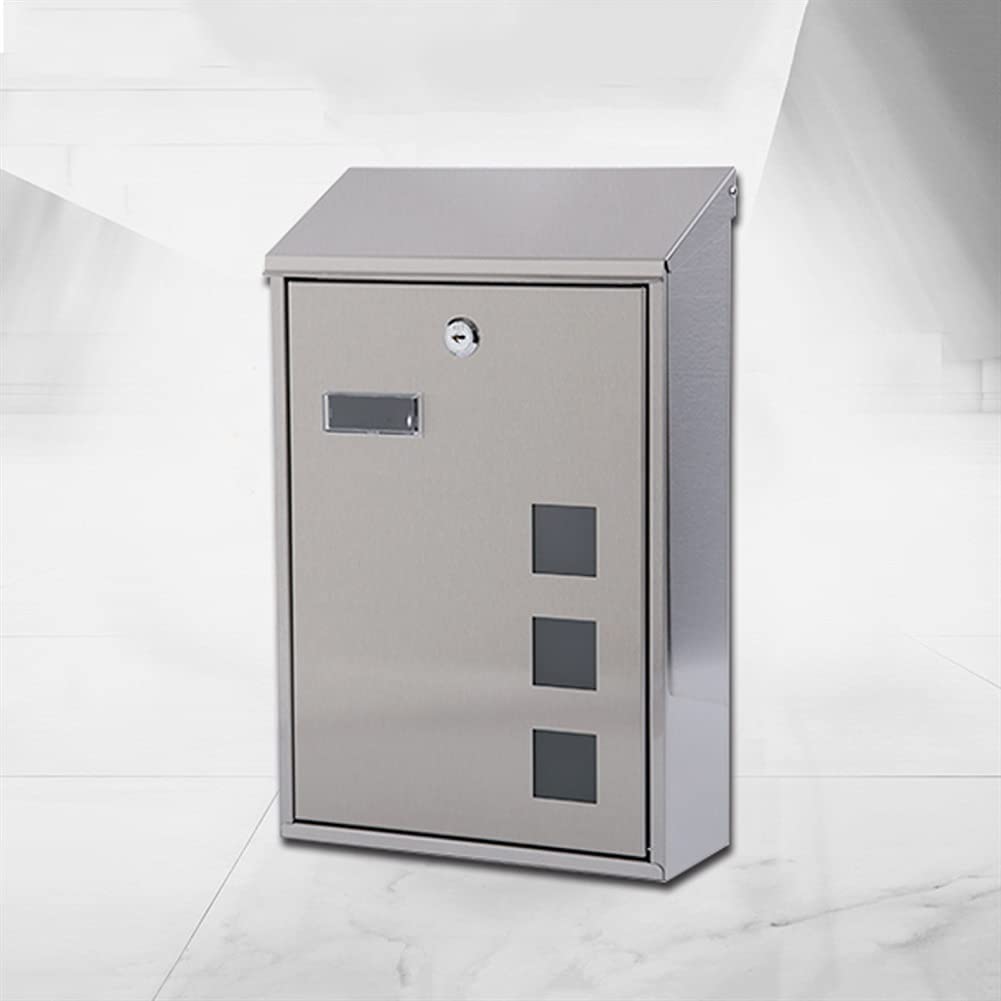 Stainless Steel Lockable Mailbox with Key - Waterproof Wall Mounted Letter Box for Garden, House & Post - Perfect for Outdoor, Patio, and Front Yard Use