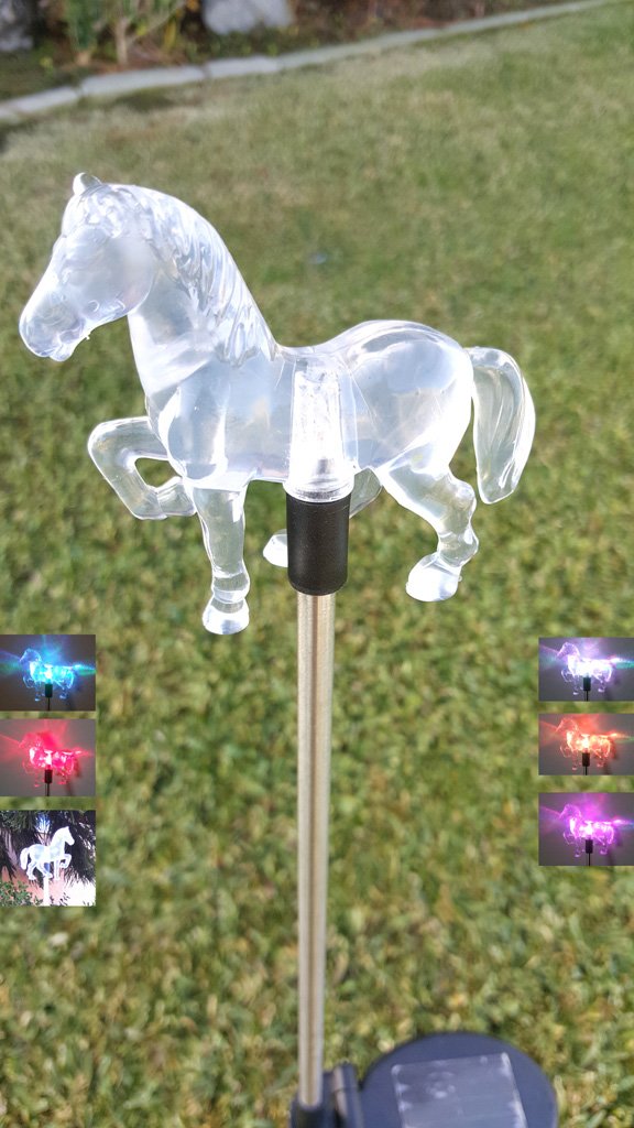 Solar Powered Garden Stake Lights - 2 Pack Color Changing & White LED Landscape Path Lights for Outdoor Decoration (Horse Design) | Perfect for Walkways, Patios, Yards & Garden Decor