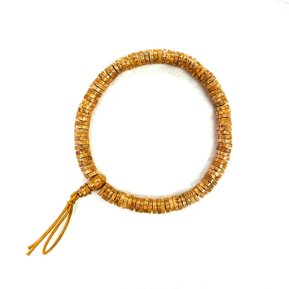 108 Gemstone Flat Beads Bracelet - Japanese Juzu Rosary Prayer Beads for Meditation, Chakra Balancing & Spiritual Healing | Handmade in Kyoto with Bodhi Wood | Perfect Birthday Gift for Men, Yoga Practitioners & Buddhist Devotees