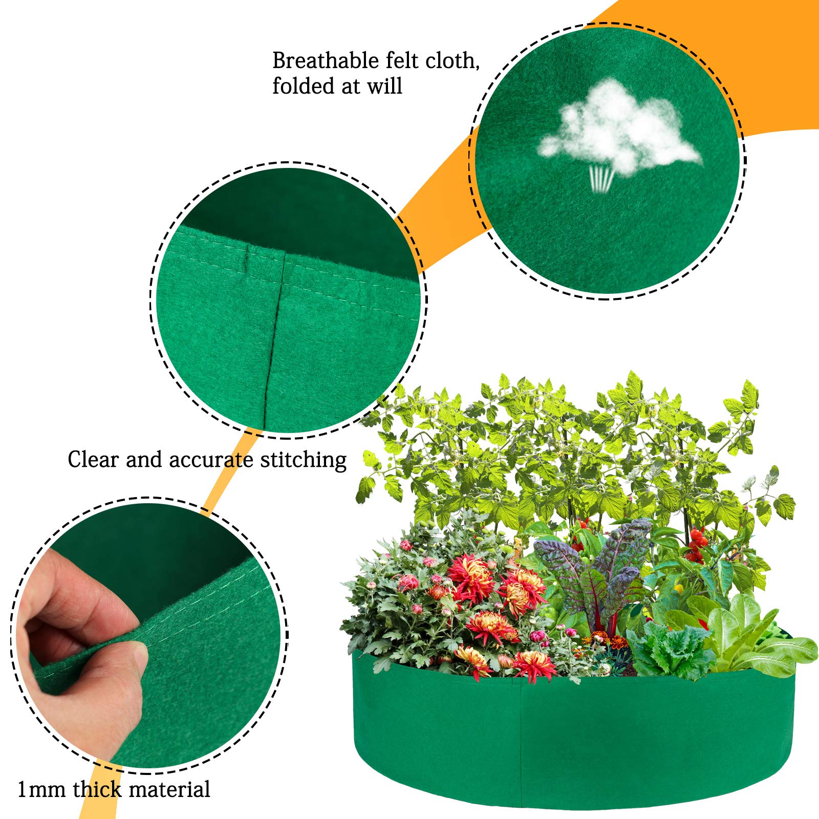 100 Gallon Fabric Garden Bed - Breathable Planting Containers & Grow Bags for Plants, Flowers, Vegetables | Perfect for Raised Beds, Urban Gardening & Outdoor Planting