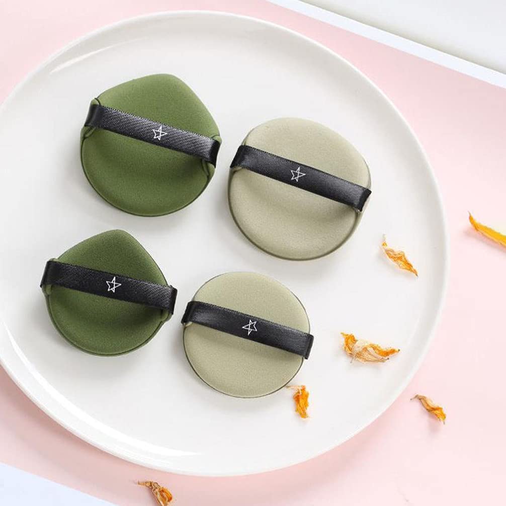 Beaupretty 4Pcs Premium Velour Powder Puffs - Soft Makeup Sponge for Loose & Pressed Foundation, Setting Powder - Perfect for Flawless Blending & Touch-Ups On-The-Go