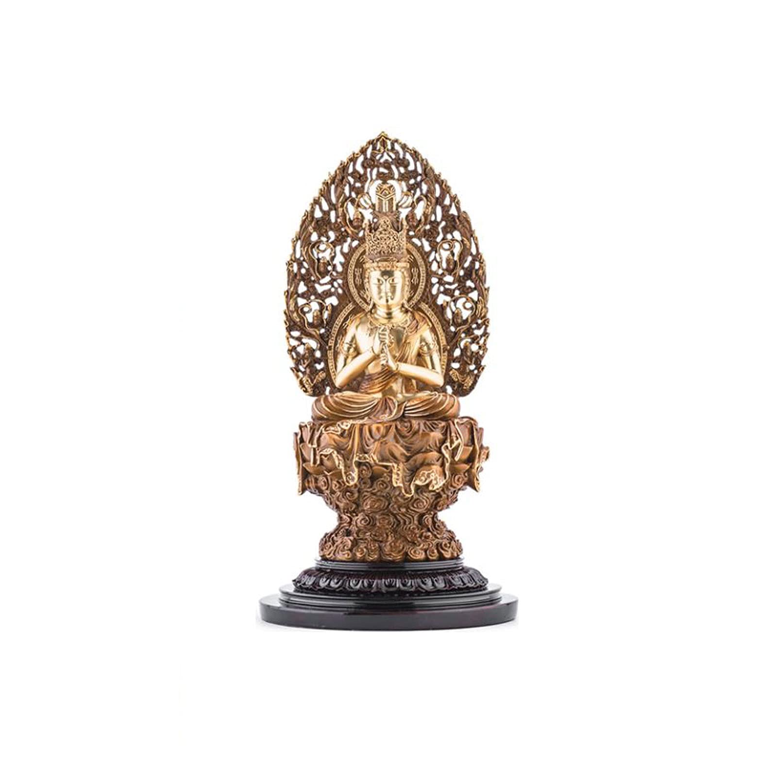 Meditating Brass Buddha Statue - Zen Buddha Figurine for Home & Garden Decor - Indoor Outdoor Spiritual Sculpture - Perfect for Meditation Spaces, Yoga Rooms & Peaceful Home Decor