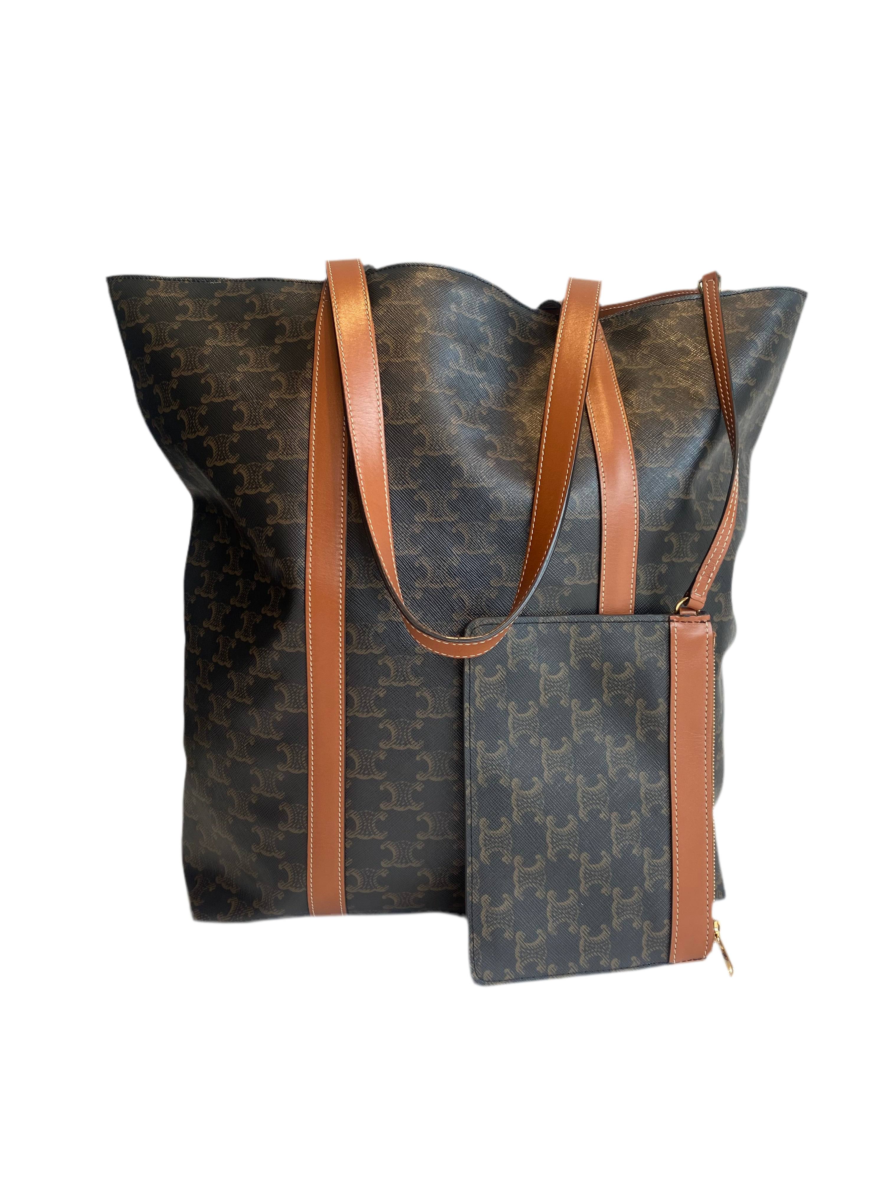 Celine Triomphe Cabas Museum Tote Bag - Luxury Leather Handbag for Women, Designer Shoulder Tote Purse (Perfect for Work, Travel & Everyday Use)