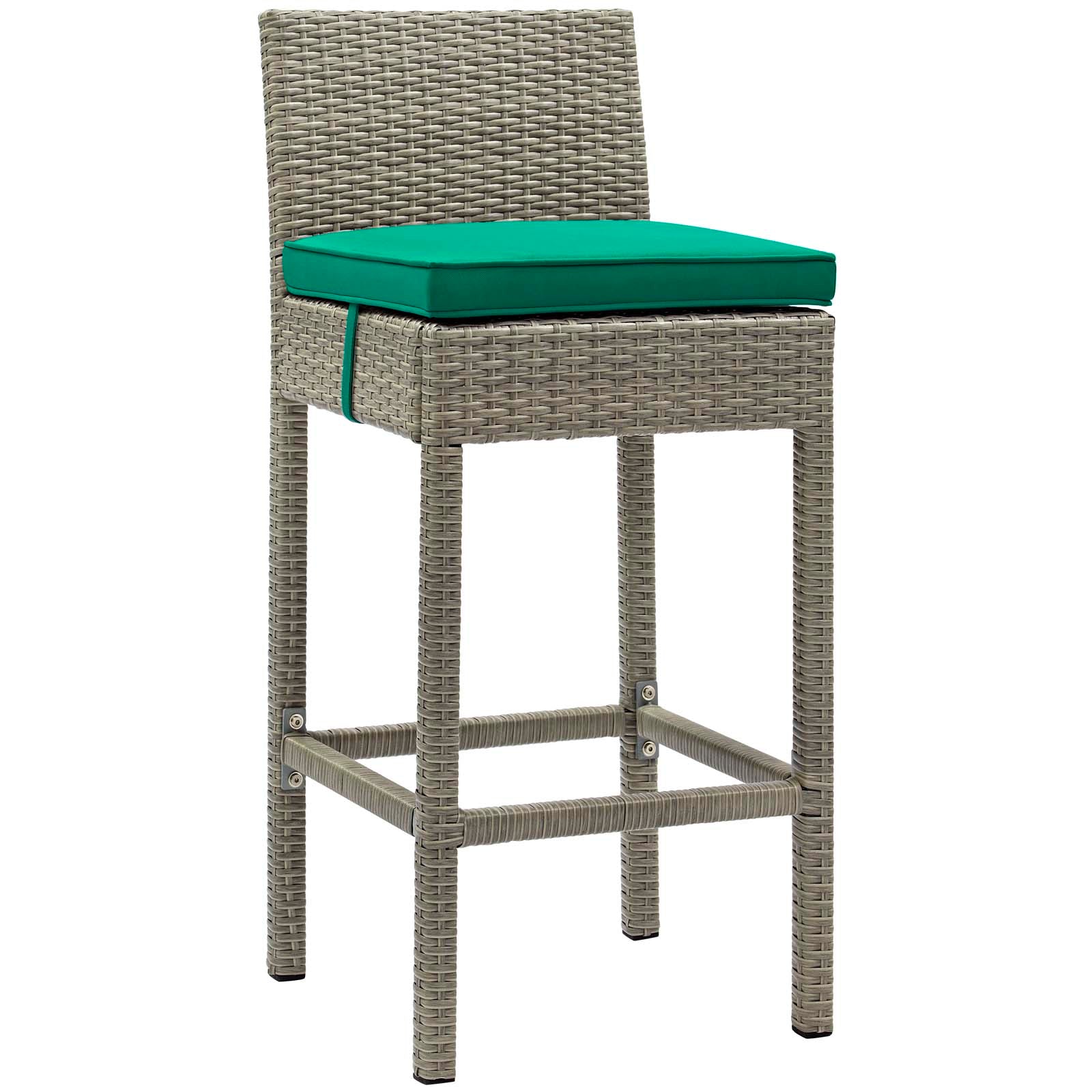Outdoor Patio Bar Stool - Wicker Rattan Bar Height Stool with Conduit Frame - Perfect for Backyard, Garden, and Poolside Seating