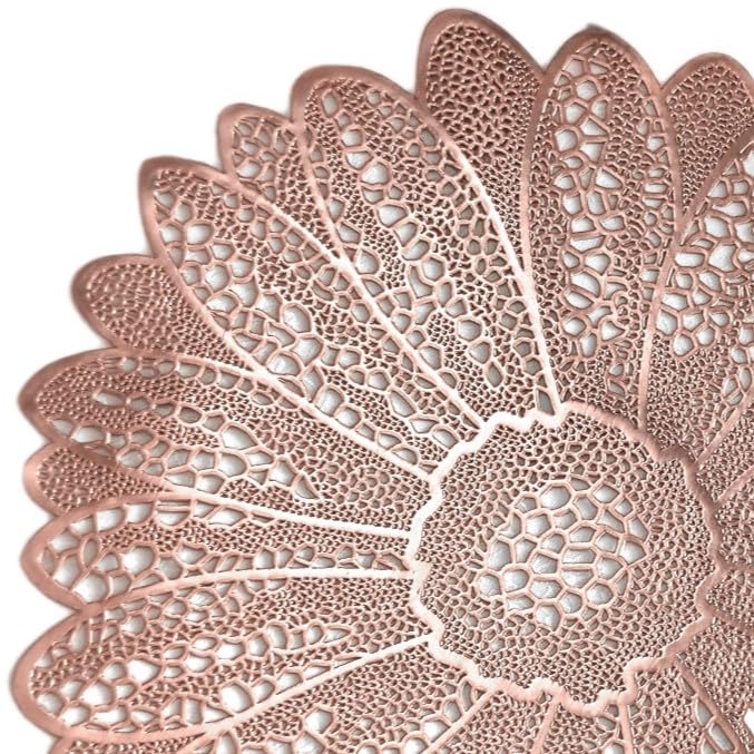120-Piece Pressed Vinyl Metallic Placemats Set - Elegant Rose Gold Wedding Table Decor for Bridal Showers, Anniversary Parties & Formal Dining
