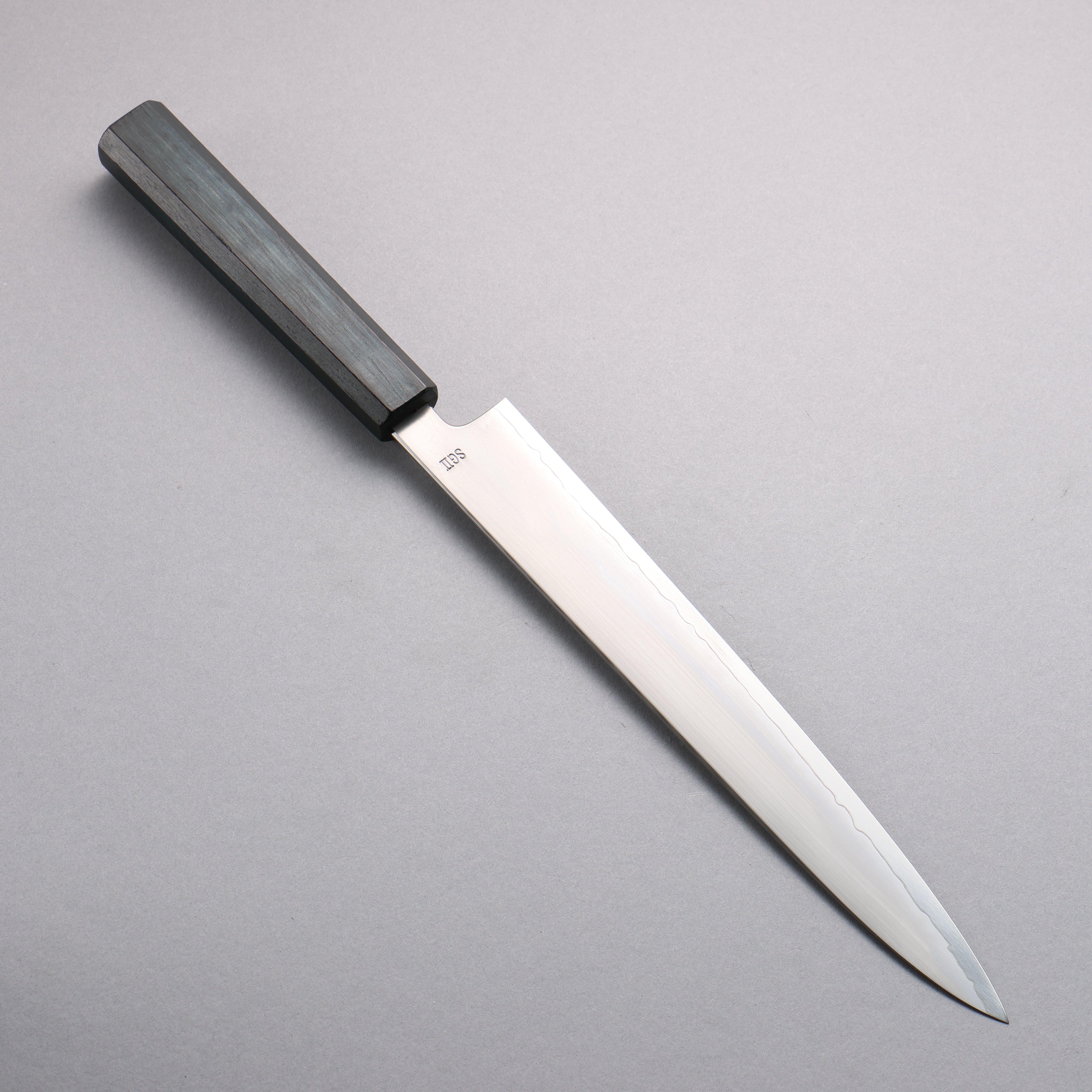 Premium Japanese SG2 Steel Kasumitogi Sujihiki Knife 240mm - Handcrafted with Oak Indigo Dyed Handle - Perfect for Sushi, Sashimi & Meat Slicing