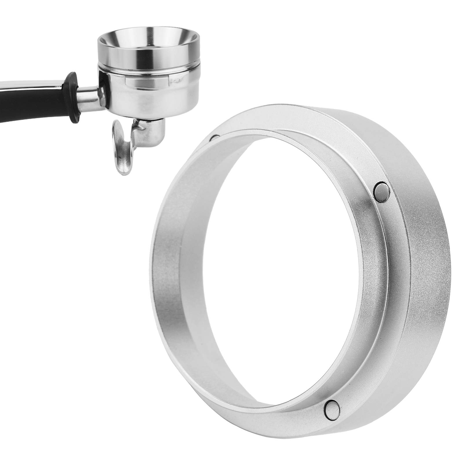 Premium Magnetic Silver Coffee Dosing Ring & Funnel (58mm) - Perfect for Espresso, Pour Over & Home Baristas | Essential Coffee Accessories for Office & Kitchen Use