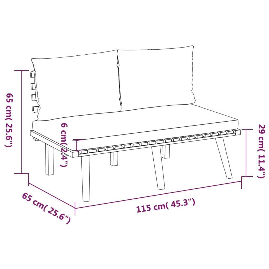 vidaXL 3-Piece Patio Lounge Set - Outdoor Sectional Sofa with Cushions & Table, Acacia Wood Backyard Furniture for Garden, Poolside, Deck or Patio Relaxation