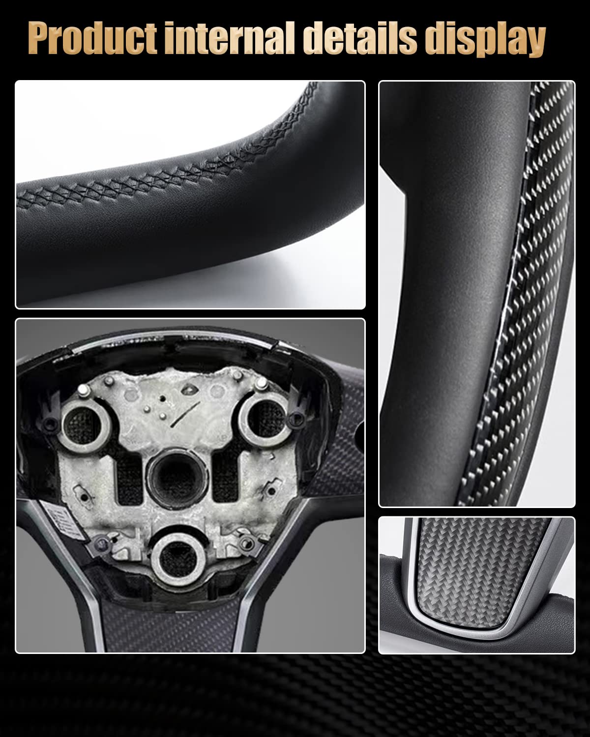 ZIMABLUE Real Carbon Fiber Steering Wheel with Heating Function for Tesla Model 3/Y (2017-2023) - Premium Yoke Design for Enhanced Driving Comfort & Style | Perfect for Daily Commutes & Performance Driving