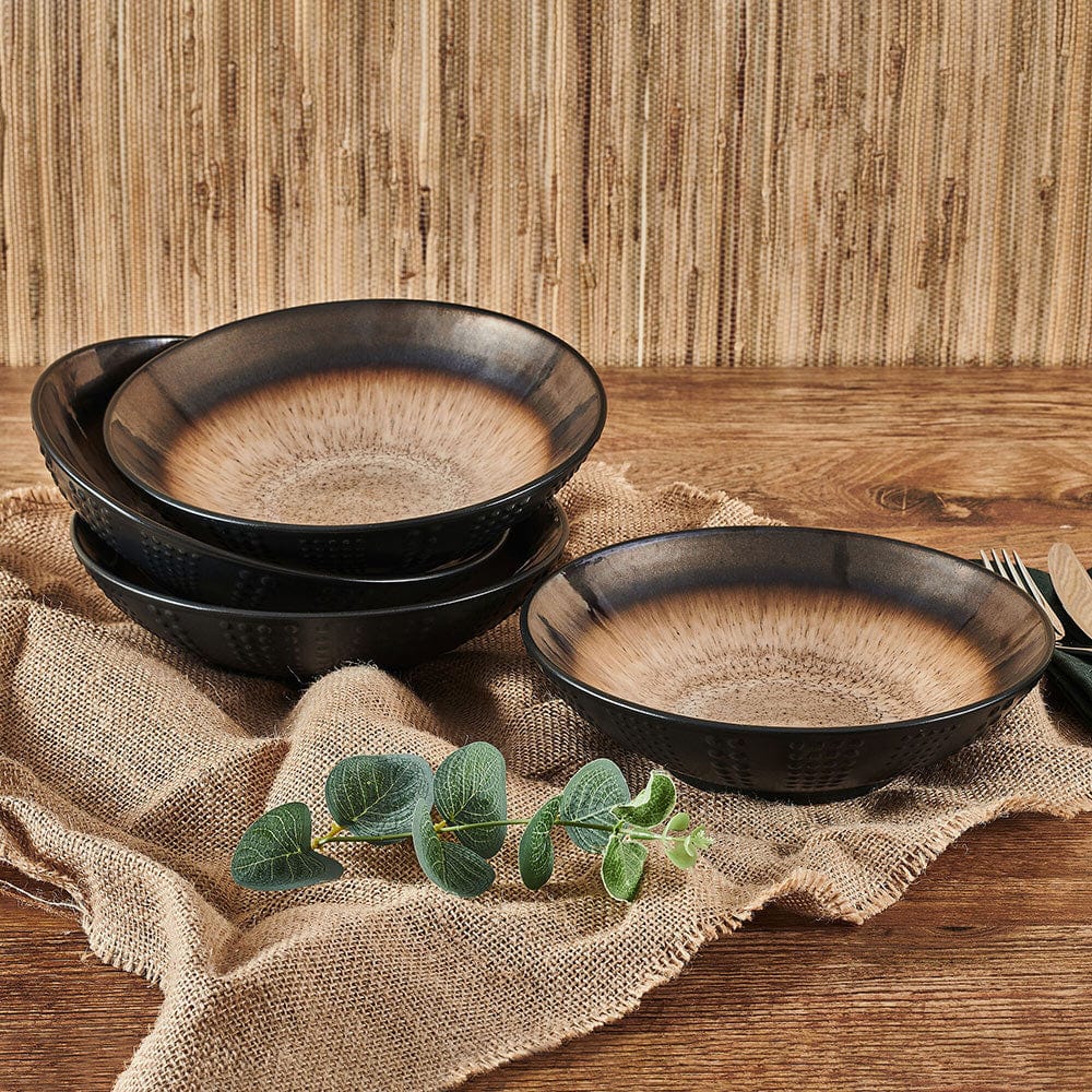 Verona Cream Pasta Bowls - Set of 4 Ceramic Dinner Bowls for Pasta, Soup & Salad | Elegant Tableware for Italian Dining & Entertaining