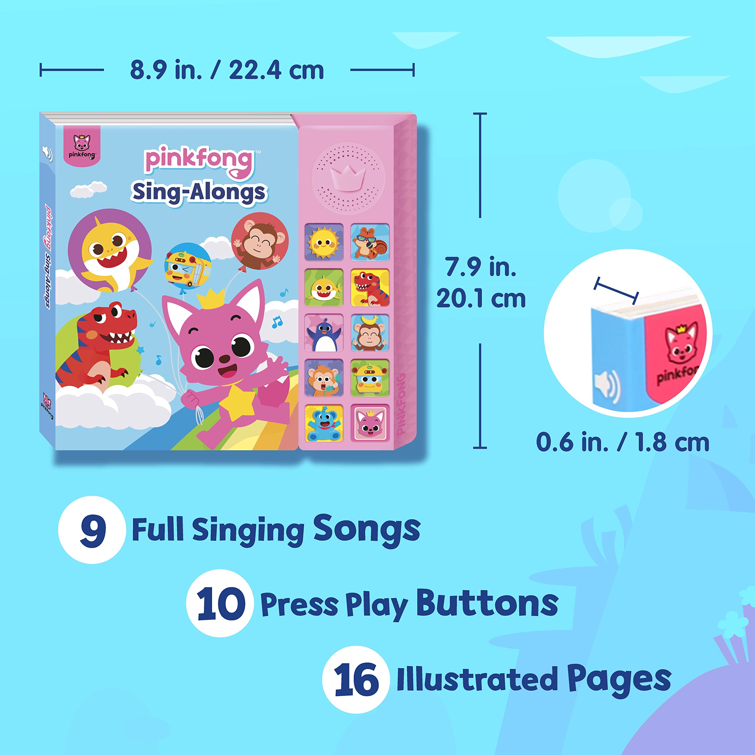 Pinkfong Baby Shark 10 Button Sound Book - Interactive Learning & Educational Toy for Toddlers 1-3 Years | Sing-Along Songs, Early Childhood Development | Perfect Gift for Boys & Girls | Bedtime, Travel & Playtime Fun