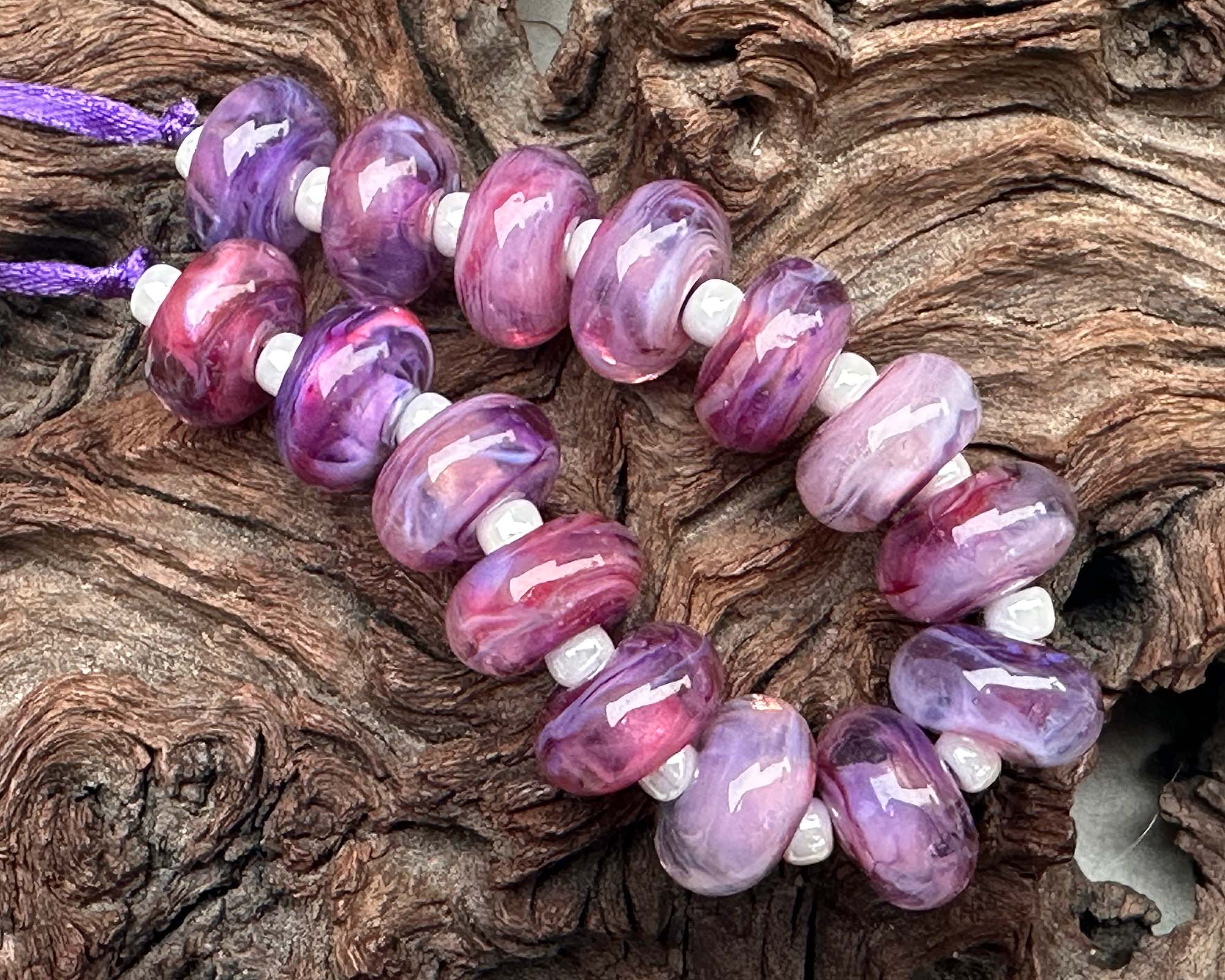 Handmade MTO Light Peony Pink Shimmer Lampwork Glass Beads for Jewelry Making - DIY Bracelets, Necklaces & Craft Projects