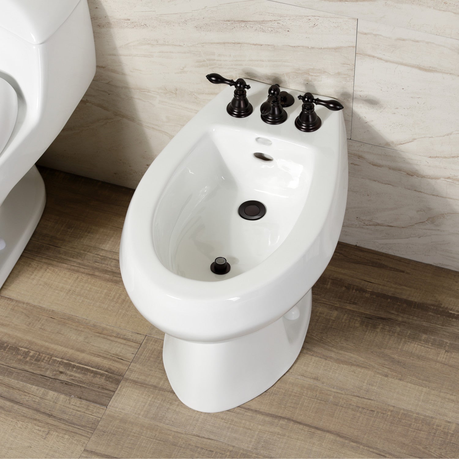American Classic KB325ACL 3-Handle Deck Mount Vertical Spray Bidet Faucet with Brass Pop-Up Drain - Oil Rubbed Bronze Finish for Bathroom & Powder Room Upgrade