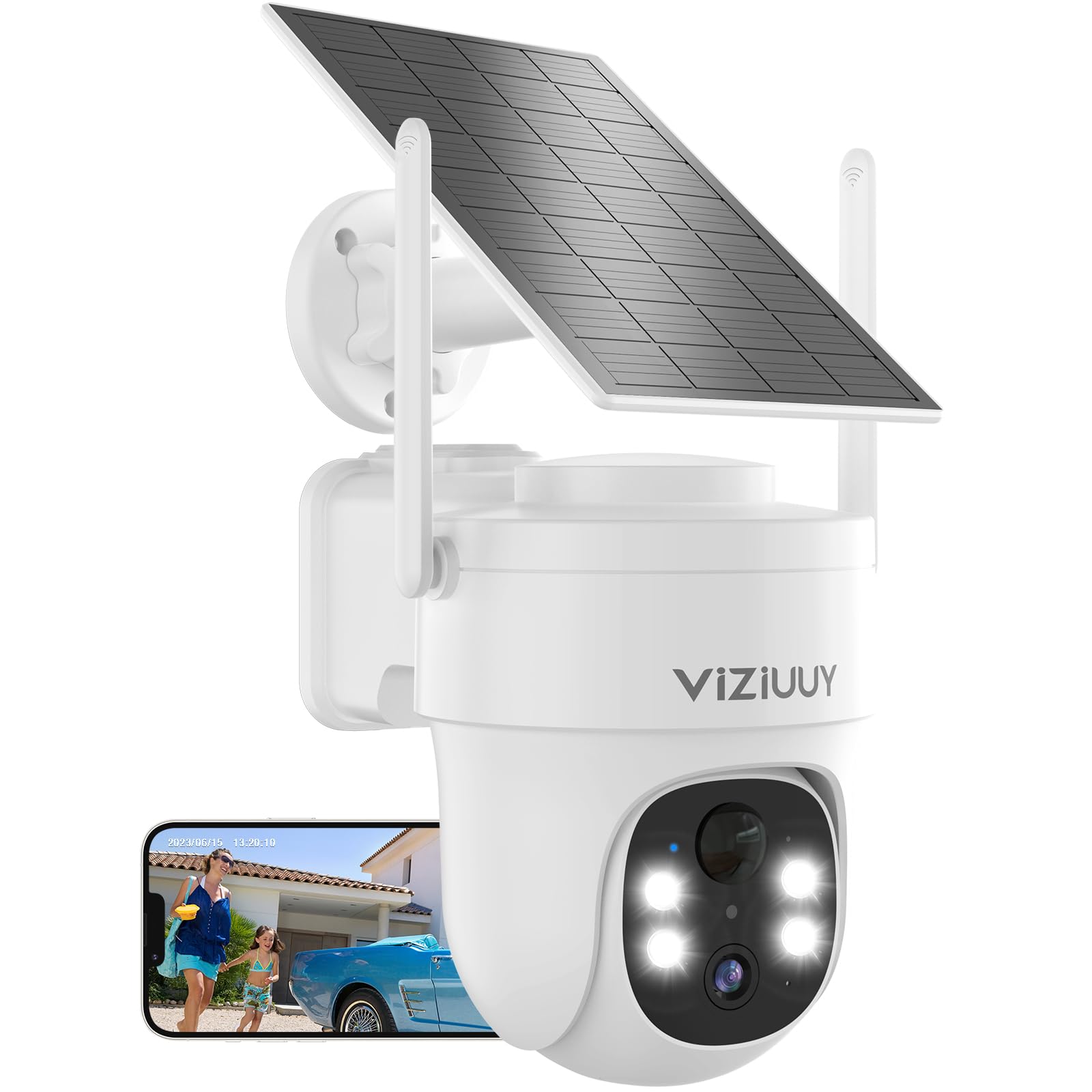 Wireless Solar Security Camera Outdoor - 3MP 360° Pan Tilt WiFi Camera with Color Night Vision, PIR Motion Sensor, 2-Way Audio, Alexa & Google Assistant Compatible - Ideal for Home, Garage, and Backyard Surveillance