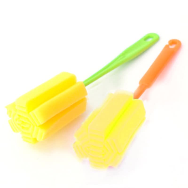 Plastic Sponge Brush for Glass Bottle Cleaning - 2pcs, Eco-Friendly Kitchen Tool for Dish Washing