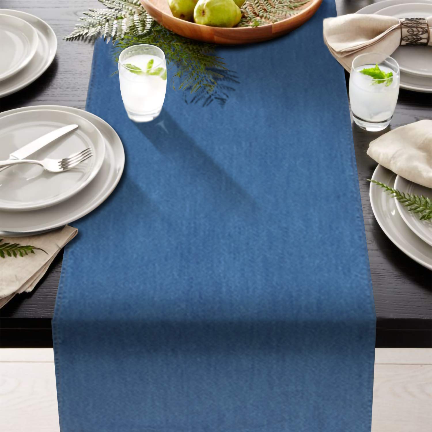 Premium Blue Denim Table Runner for Fall - Elegant Dining Room & Kitchen Decor, Perfect for Parties, Gatherings & Daily Use - High-Quitable Fabric for Thanksgiving, Christmas & Seasonal Home Decor