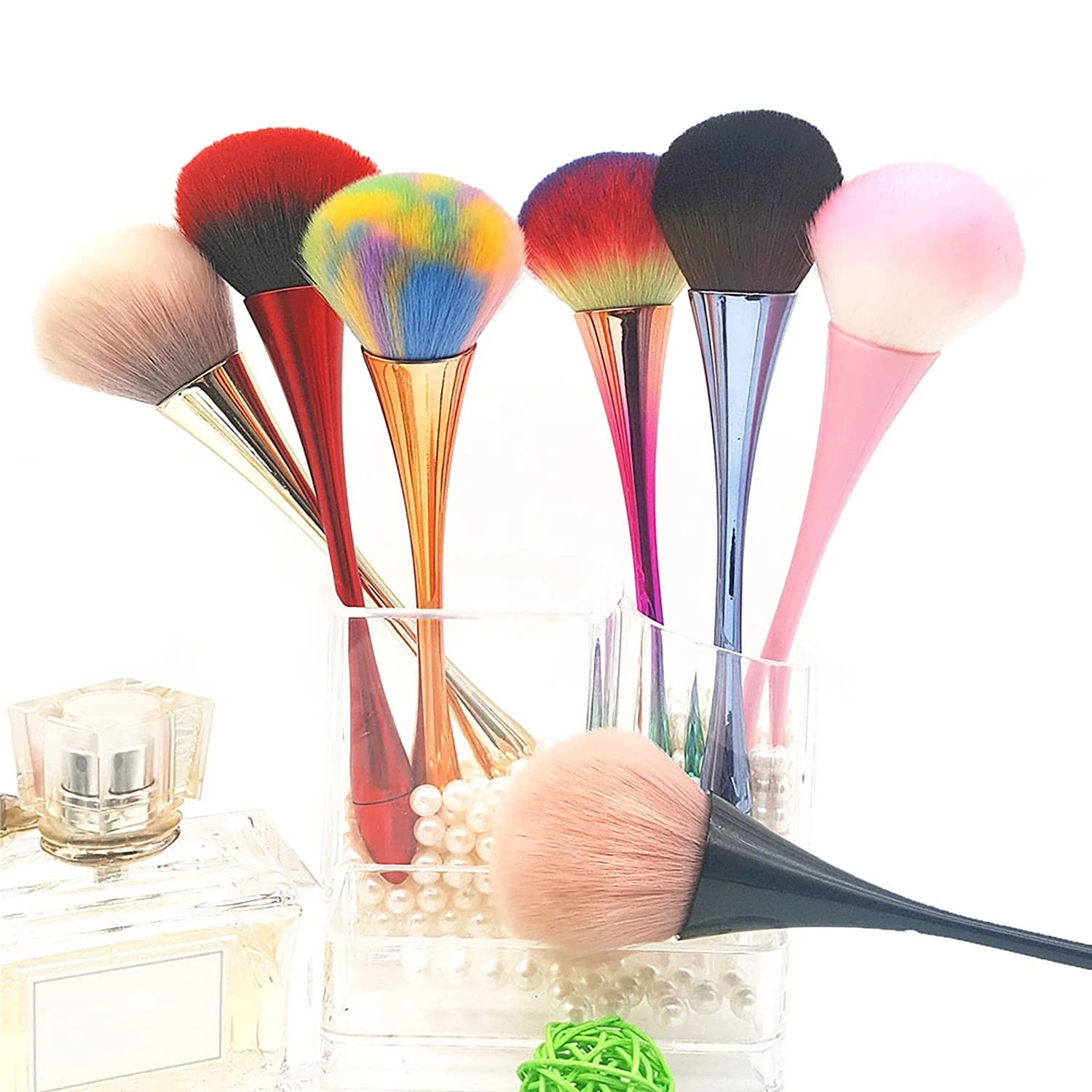 SILPECWEE 2 Pack Nail Brushes for Acrylic Nails - Rose Shape Dust Powder Remover & Clean Up Tools - Professional Manicure & Nail Art Brush Kit for Makeup & Salon Use