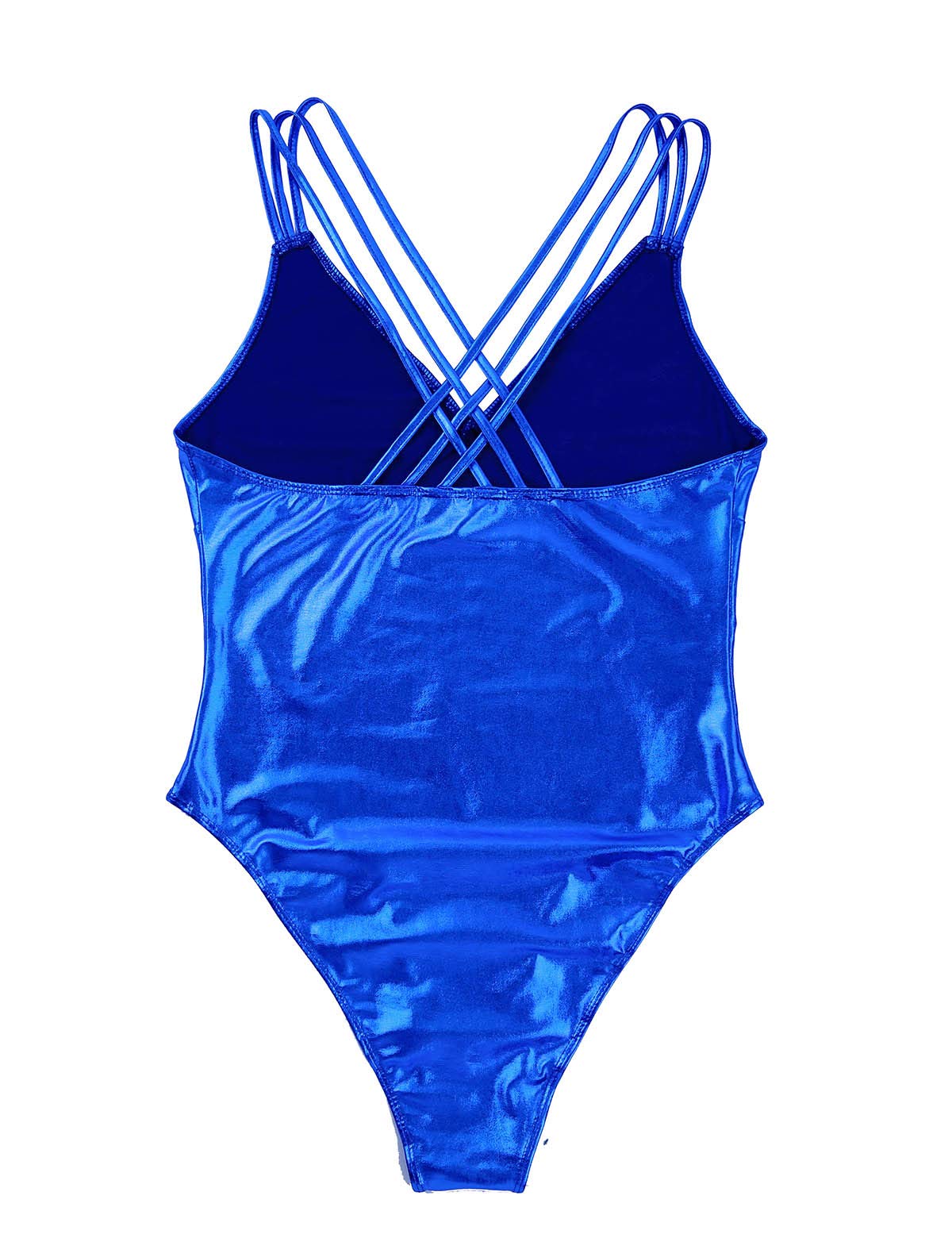 MSemis Women's Shiny Metallic One Piece Dance Leotard Bodysuit - Camisole Thong Monokini Swimsuit for Ballet, Yoga, Gym & Beach Vacation