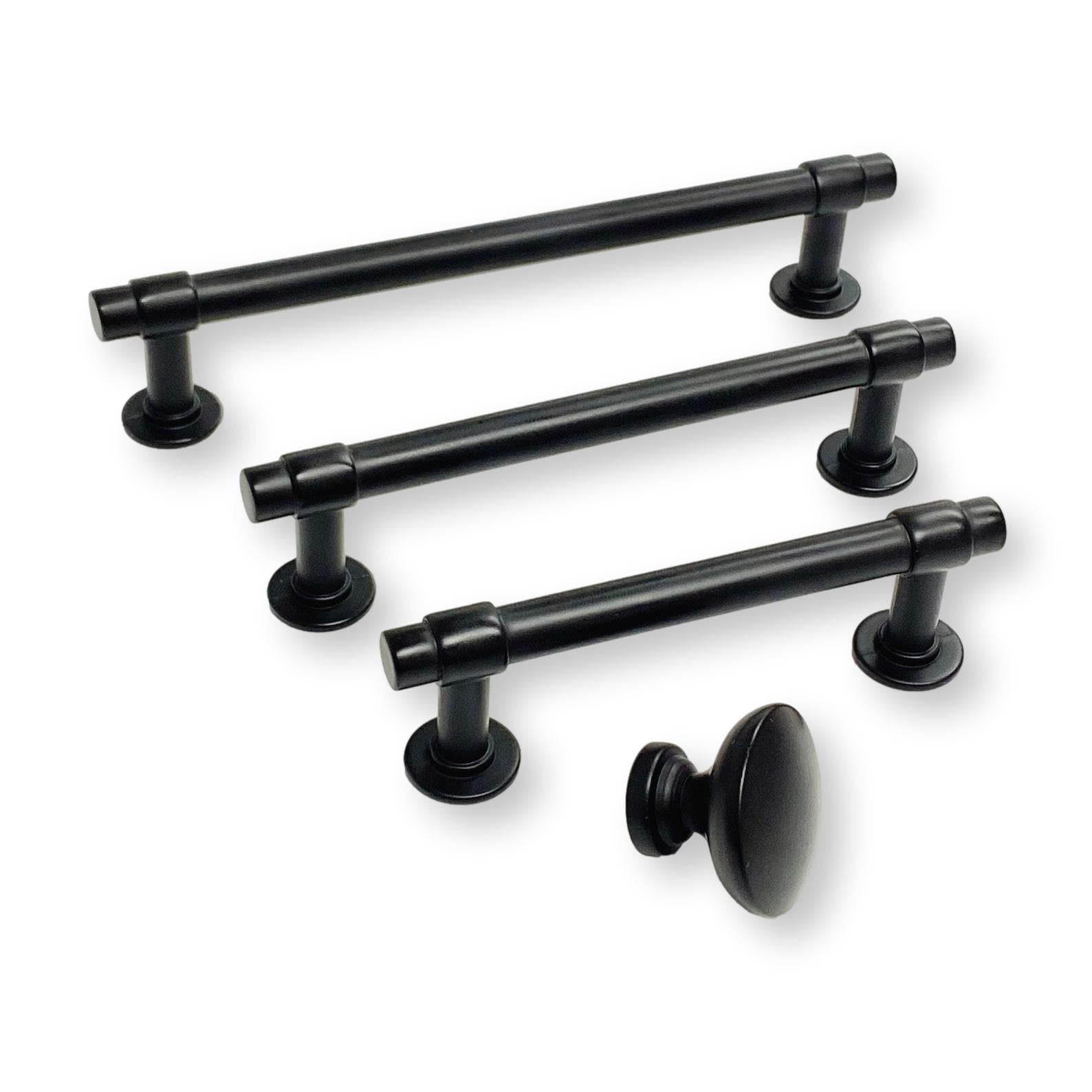 Matte Black Farmhouse Cabinet Knobs and T-Bar Drawer Pulls - Rustic Kitchen & Bathroom Hardware for Cabinets, Dressers, and Furniture (Set of 10) - Perfect for Farmhouse, Cottage, and Vintage Home Decor