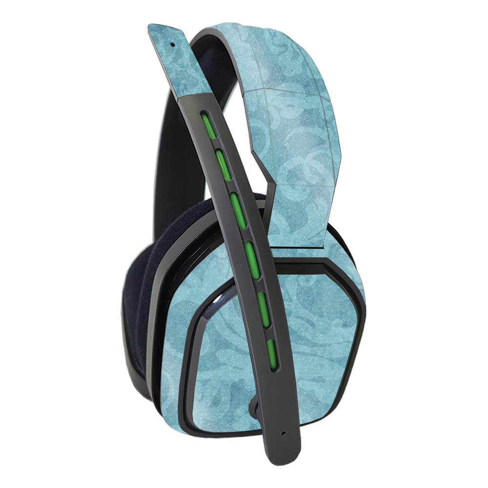 MightySkins Glossy Glitter Skin Cover for Astro A10 Gaming Headset - Baby Blue Jacquard Design | Protective & Durable High-Gloss Finish | Easy to Apply & Remove | Made in USA | Perfect for Gamers & Streamers to Customize Headset Style