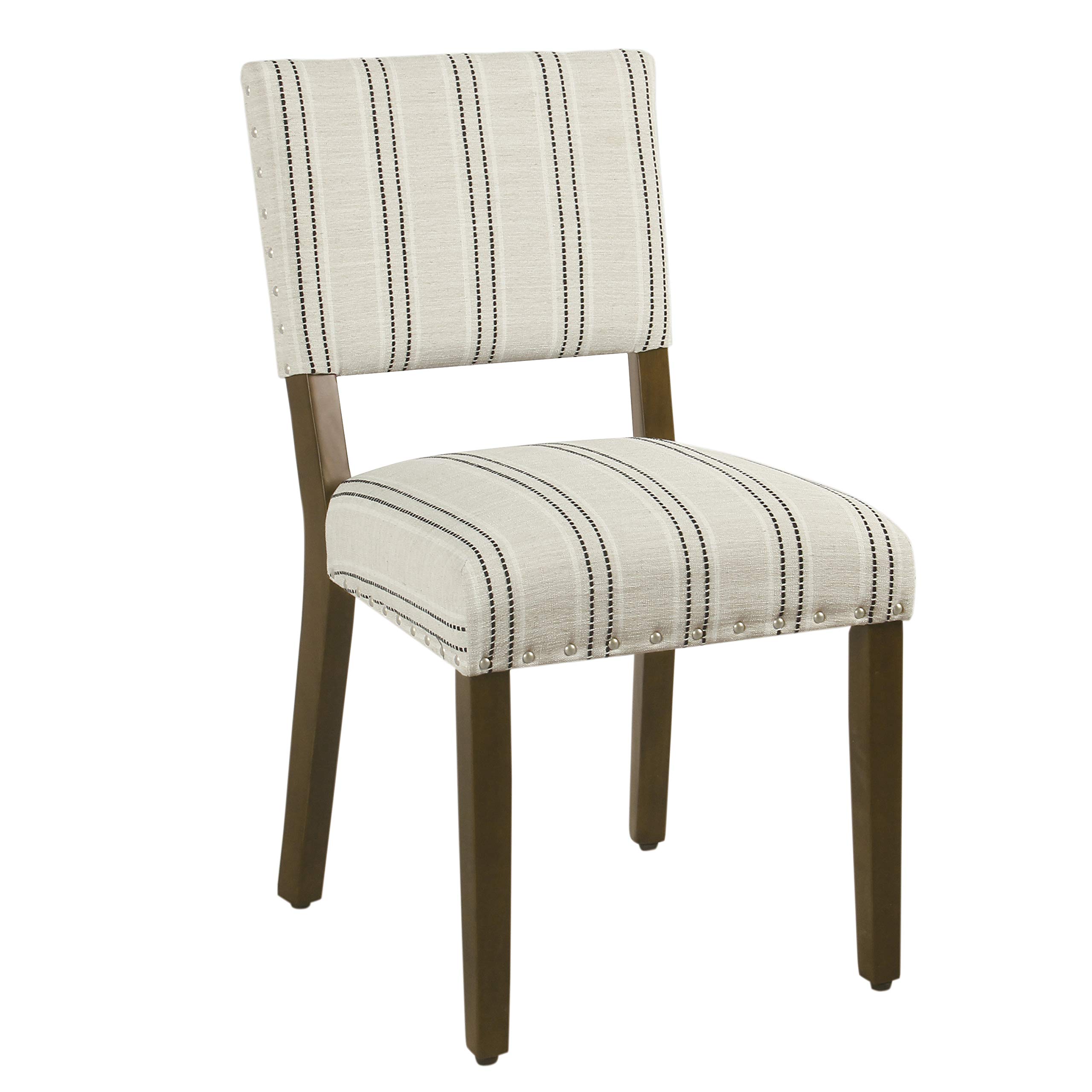 Homepop Upholstered Dining Chairs Set of 2 - Modern Black and White Striped Accent Chairs with Nailhead Trim | Elegant Kitchen & Dining Room Furniture for Home Decor | Perfect for Small Spaces, Breakfast Nooks & Farmhouse Style Interiors