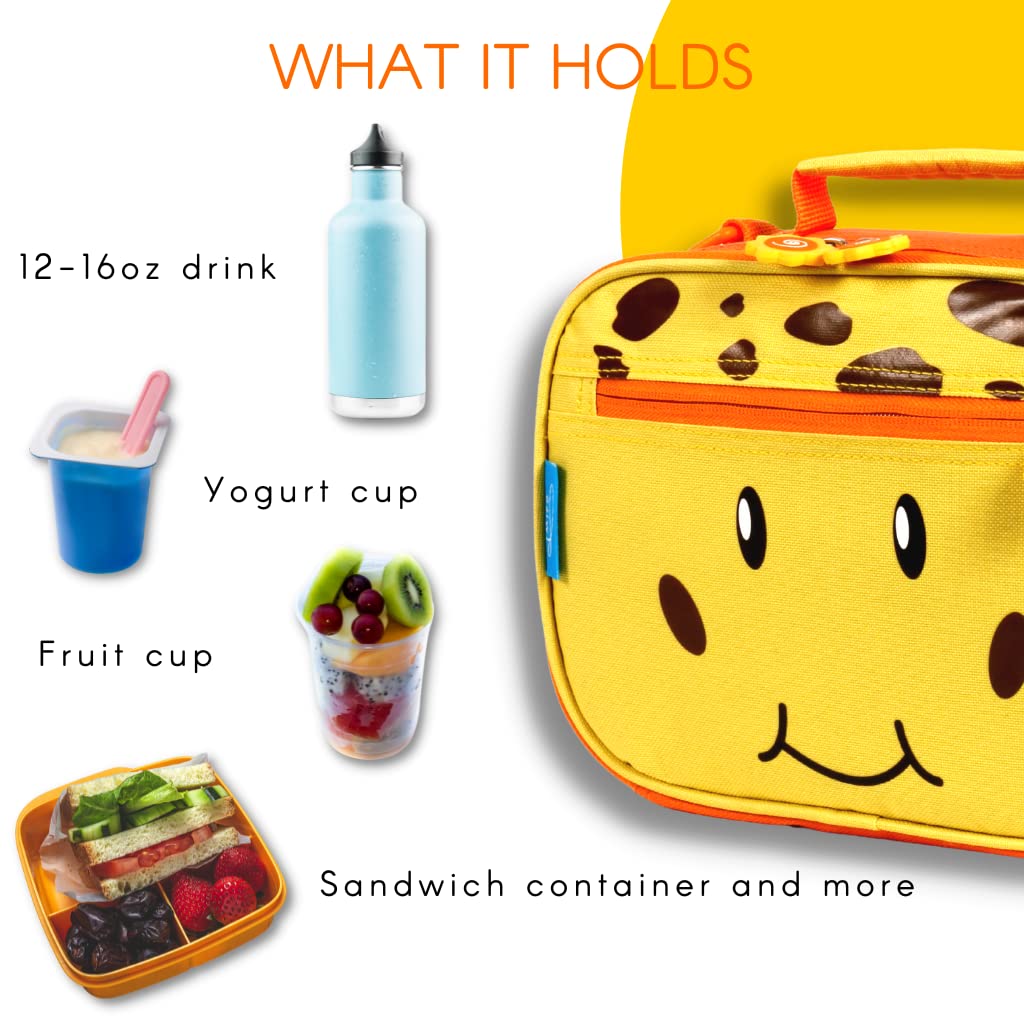 TWISE SIDE-KICK Insulated Lunch Bag for School, Work, or Travel - Cute Giraffe Print - Perfect for Kids Lunch Box, Office Meals & Picnics
