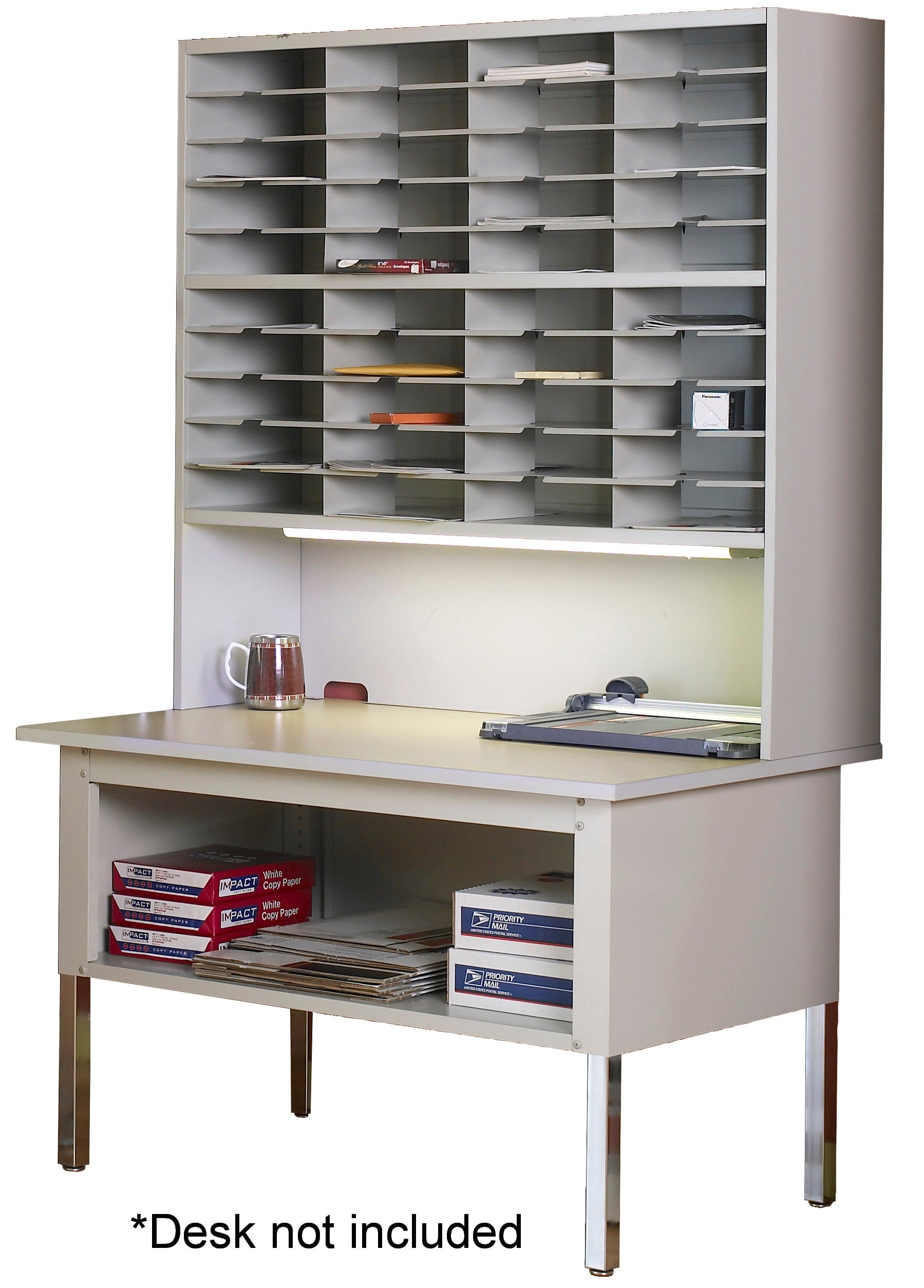 Safco Mayline Mailflow To Go 2 Tier Sorter - 40 Pockets Elevated Desktop Organizer [SR4846RPG] - Perfect for Office Mail Sorting & Document Organization