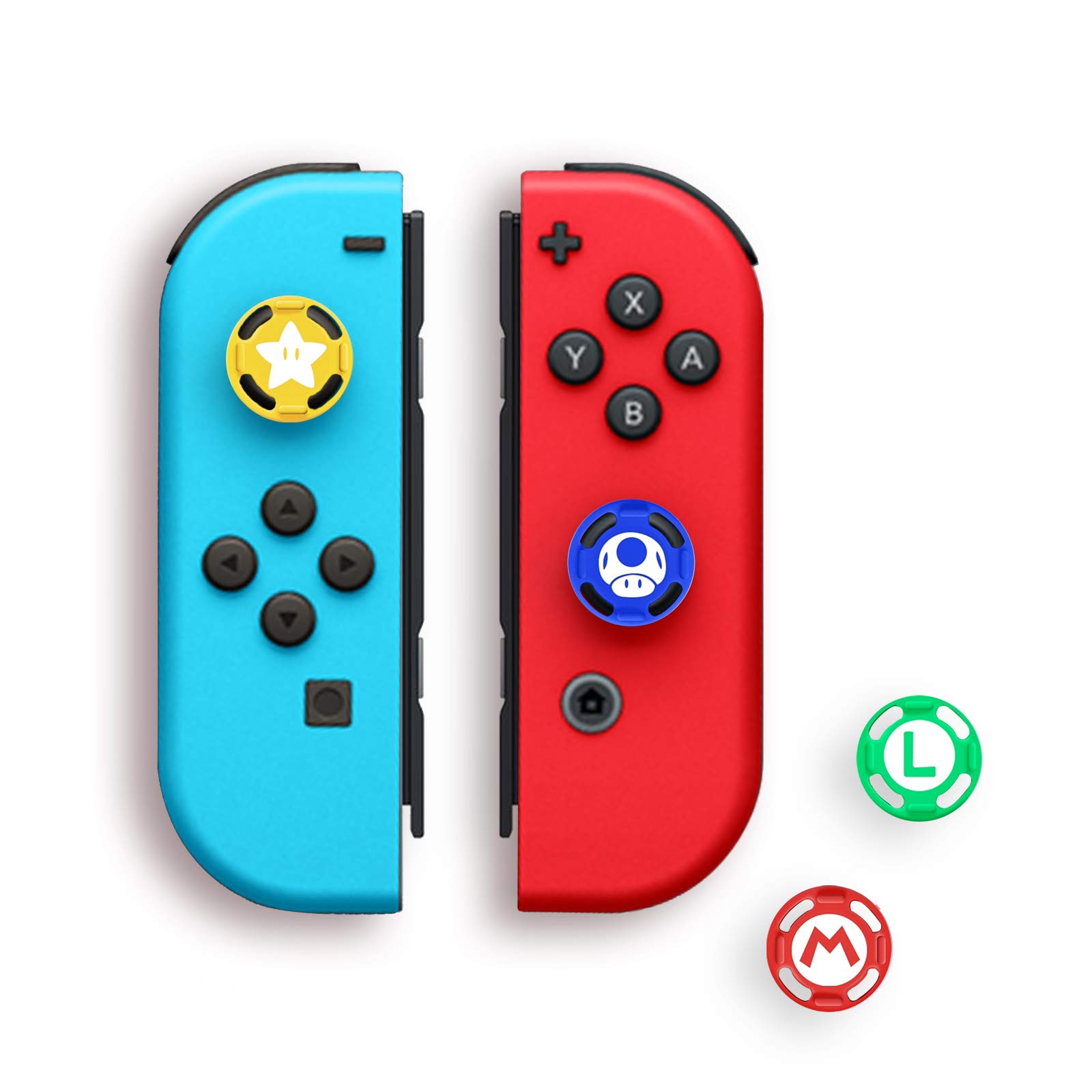 4Pcs Silicone Joystick Thumb Grip Covers for Nintendo Switch Joy-Con/Switch OLED/Switch Lite - Anti-Slip, Comfortable Game Controller Accessories for Enhanced Gaming Experience - Perfect for Mario Kart, Zelda & Multiplayer Gaming Sessions
