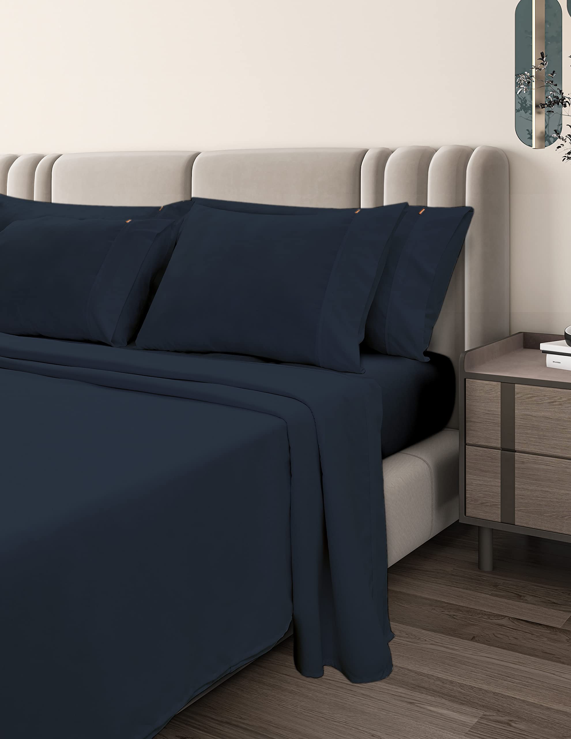 Premium 3-Piece Navy Twin Sheet Set - 1800 Series Luxury Hotel Quality, Silky Soft Oeko-Tex Certified Recycled Microfiber, Wrinkle-Free & Breathable with 16