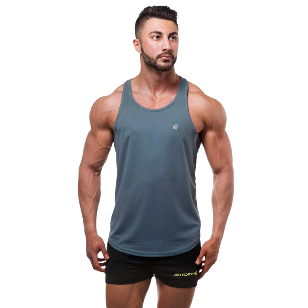 Jed North Men's Microfiber Dri-Fit Workout Tank Top - Light Grey - Moisture Wicking Athletic Shirt for Gym, Running & Outdoor Activities