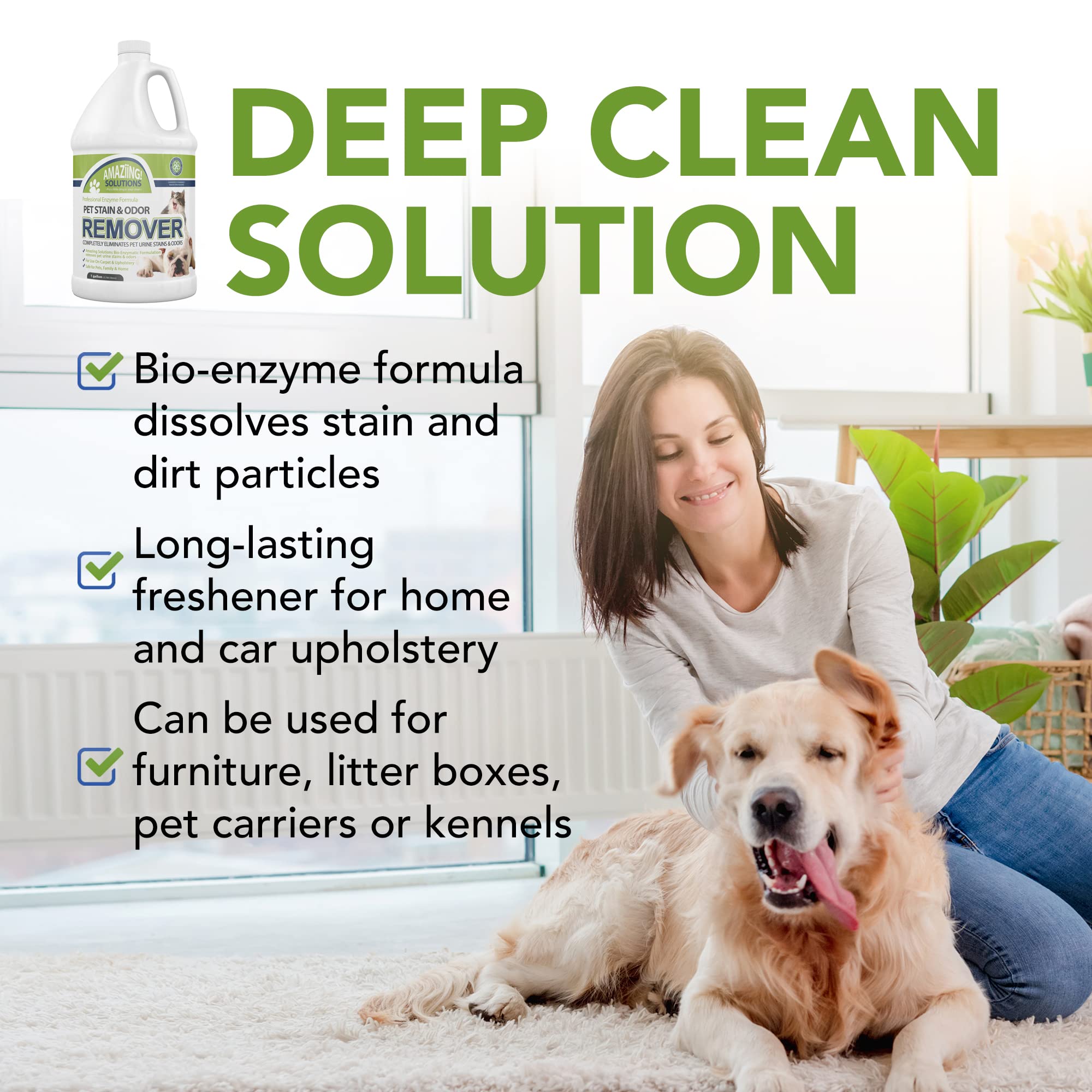 **Enzyme Pet Stain & Odor Remover - 1 Gallon Refill for Urine, Carpet & Fabric - Eliminates Pet Odors & Stains - Fresh Scent for Home, Floors & Furniture - Ideal for Dogs, Cats & Multi-Pet Households**
