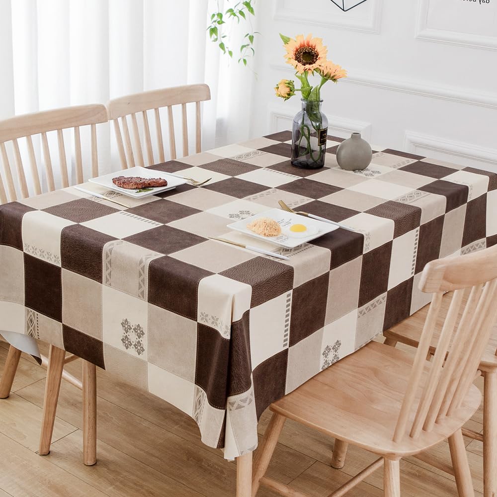 Premium Heavy Duty Vinyl Tablecloth - Waterproof, Wipeable PVC Plastic Table Cover for Rectangle Tables (54