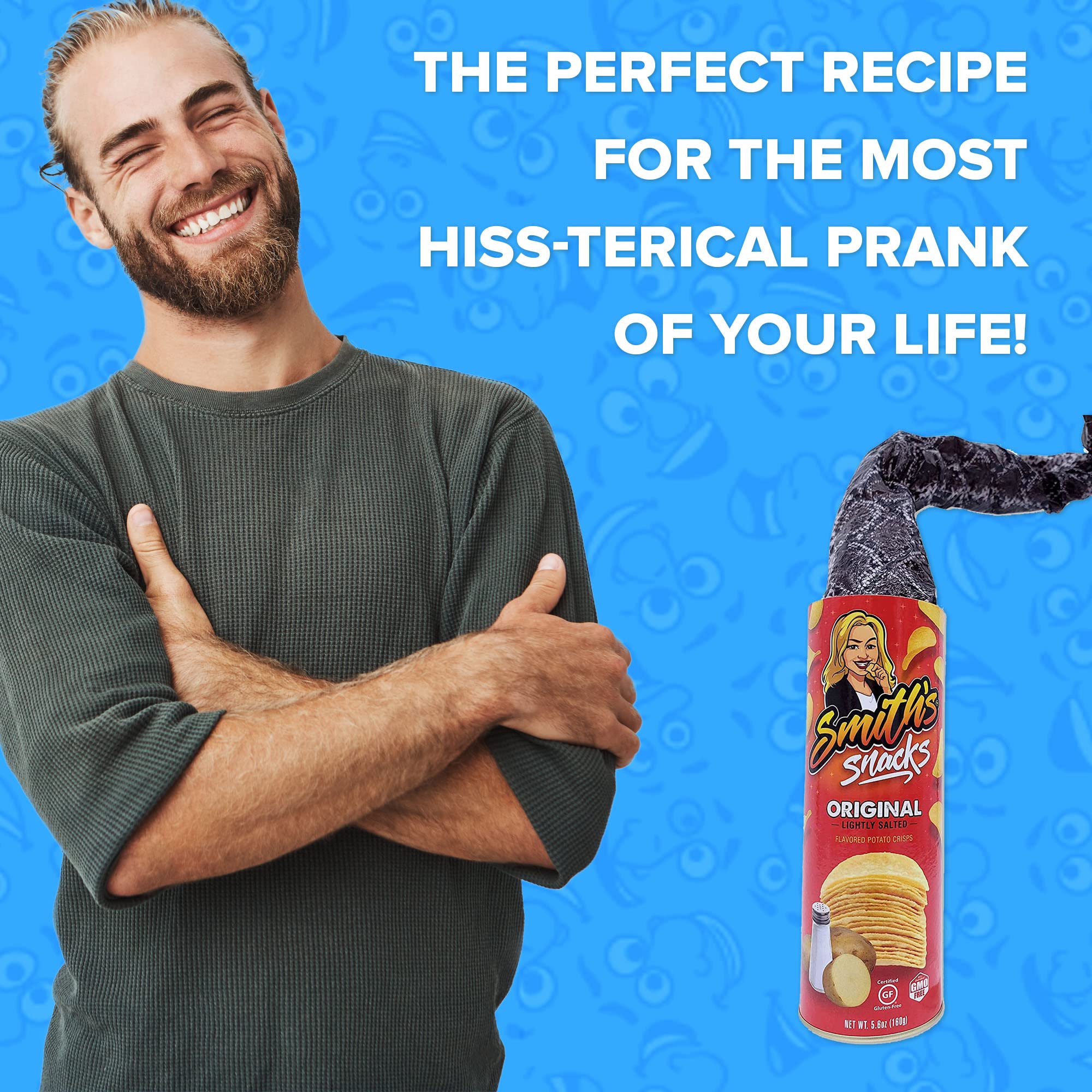 Smith's Snacks Potato Chip Snake Prank Can - Hilarious Fake Snake Surprise Gift for Teens & Adults (Ages 14+) - Perfect for April Fools' Day, Halloween Pranks & Office Jokes
