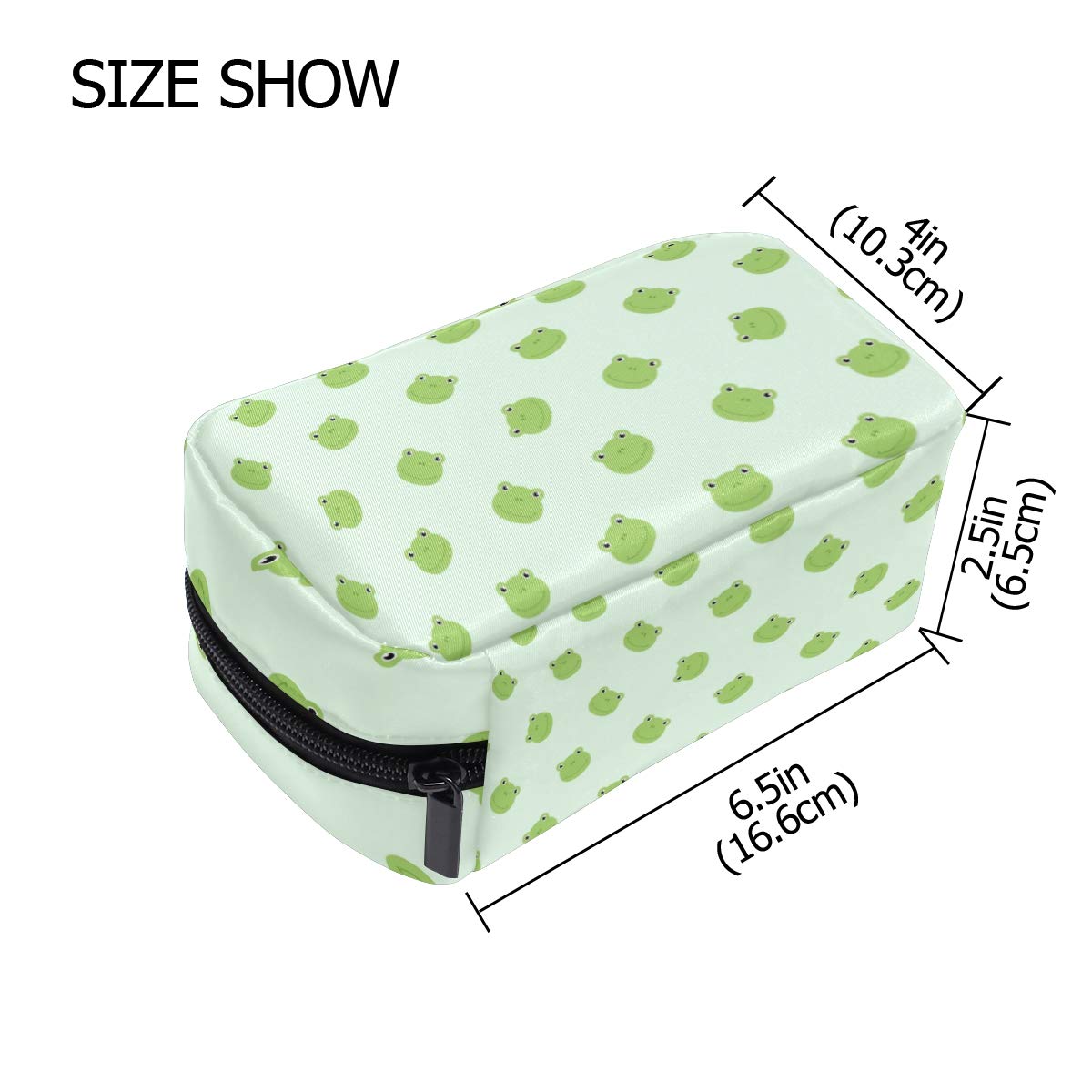 Green Frog Pattern Cosmetic Makeup Bag - Portable Travel Train Case & Toiletry Organizer - Multifunctional Storage for Makeup Brushes, Skincare & Jewelry - Perfect for Travel, Gym & Daily Use