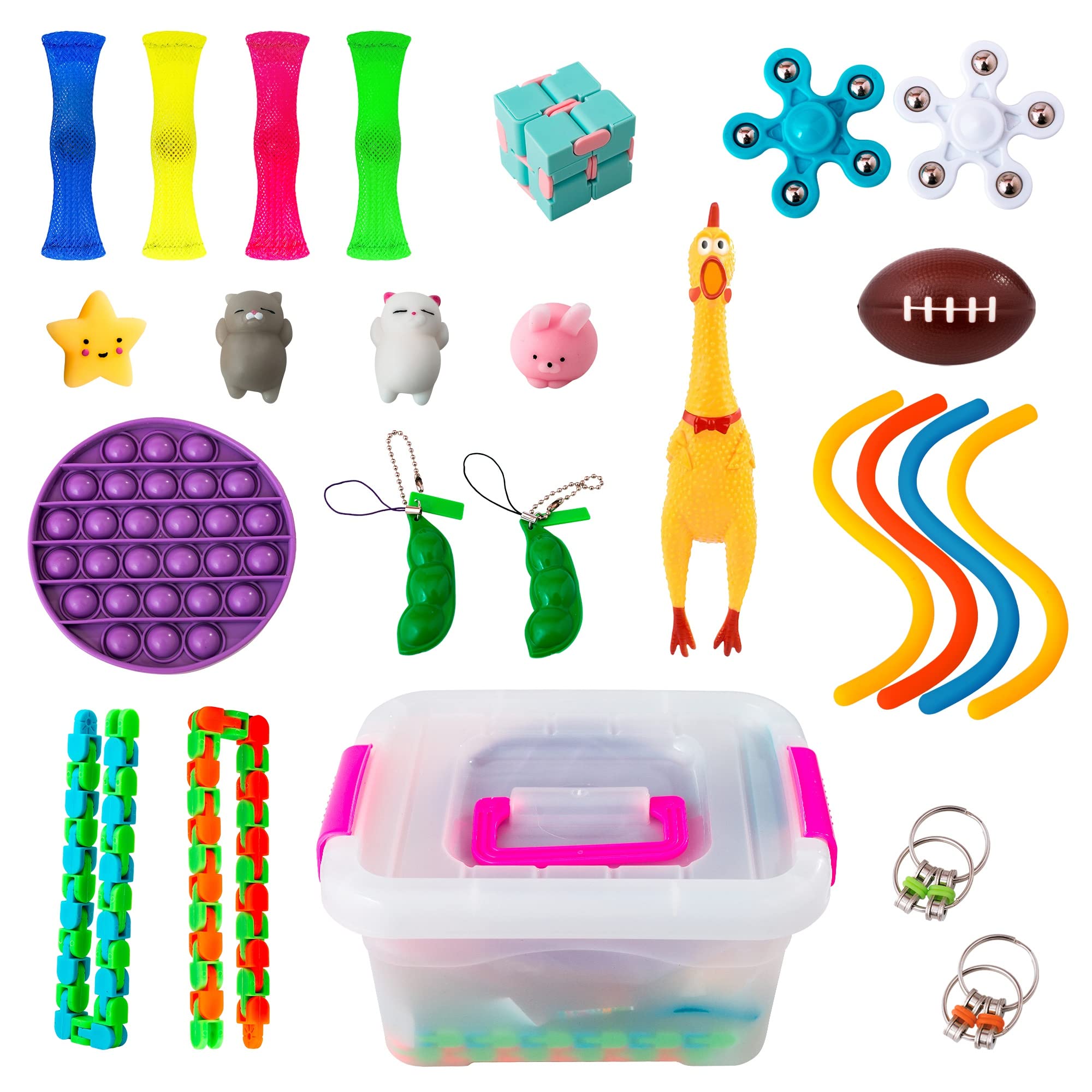 ML Pop It 24 Pack Fidget Toy Set - Sensory Stress Relief & Anti-Anxiety Toys for Kids & Adults - Durable Poppers Fidget Package with Box - Perfect for Home, Office, School, and Travel