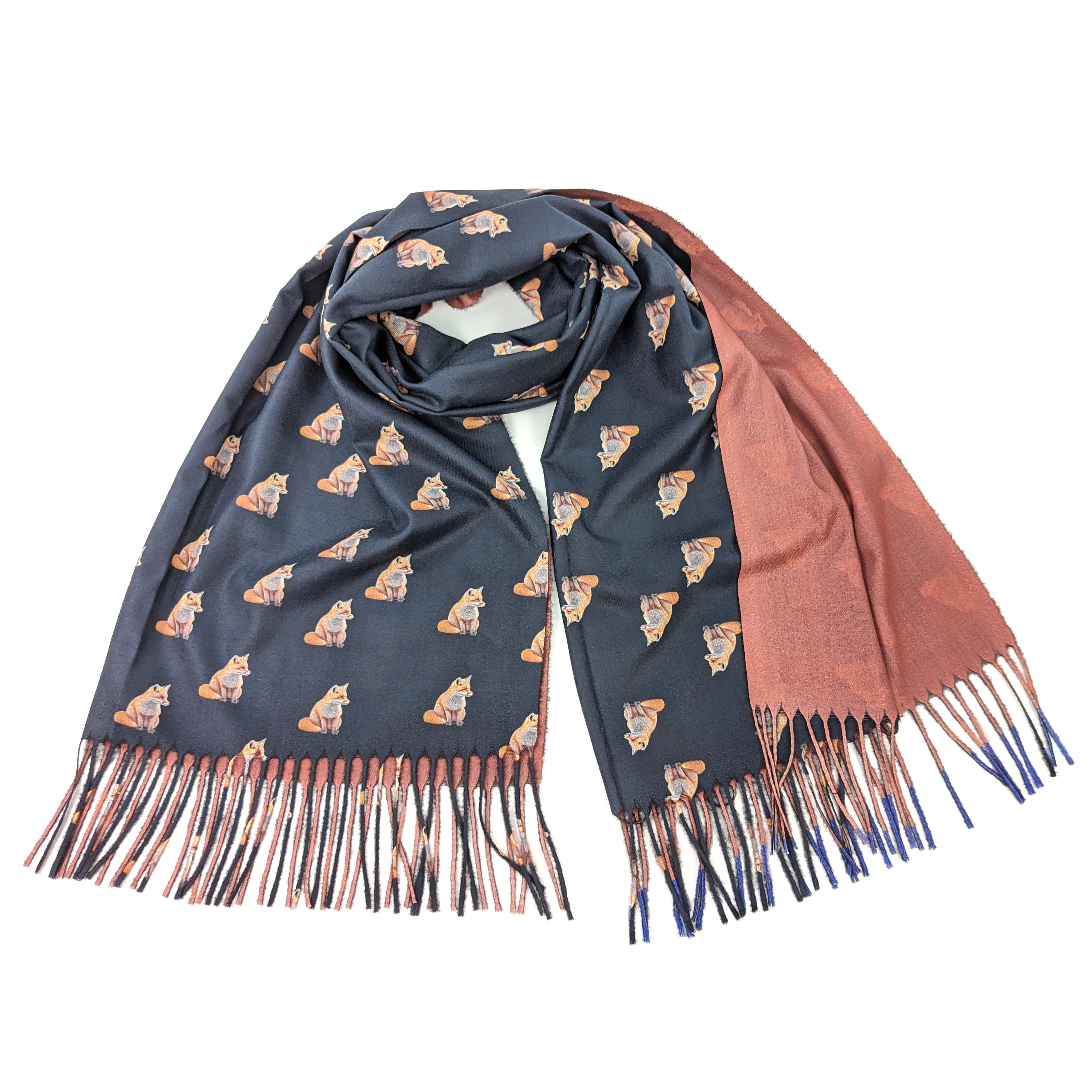 Midnight Fox Pashmina Style Scarf - Premium Soft Cashmere Blend Shawl Wrap for Women | Exclusive Designer Pattern | Perfect for Evening Events, Weddings & Winter Fashion