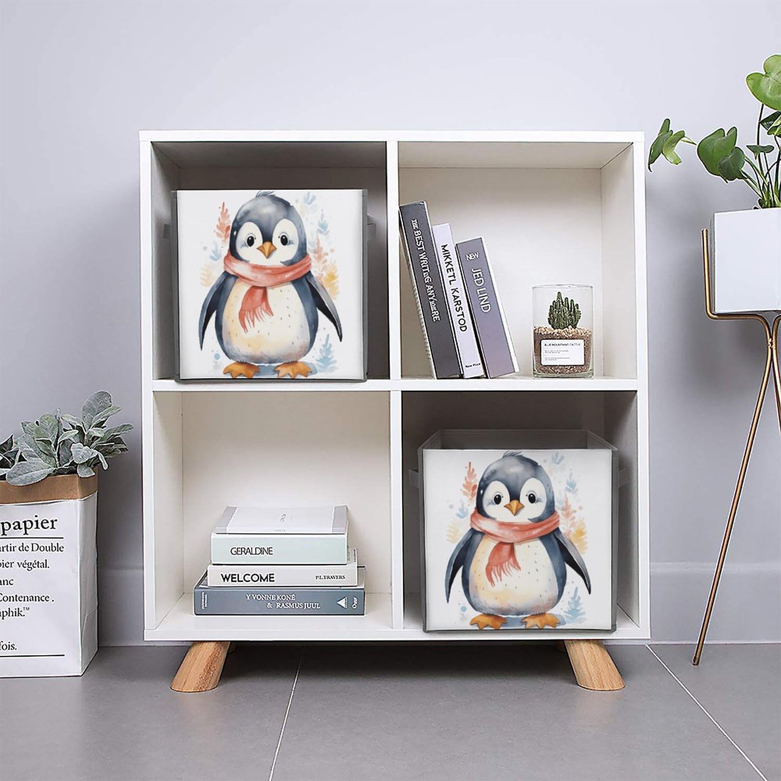 Collapsible Storage Bins 2-Pack - Stackable Foldable Storage Containers with Handles, Cute Cartoon Animal Design Organizer Bins for Home, Office, Kids Room & Closet Organization - Perfect for Toys, Books, Clothes & More