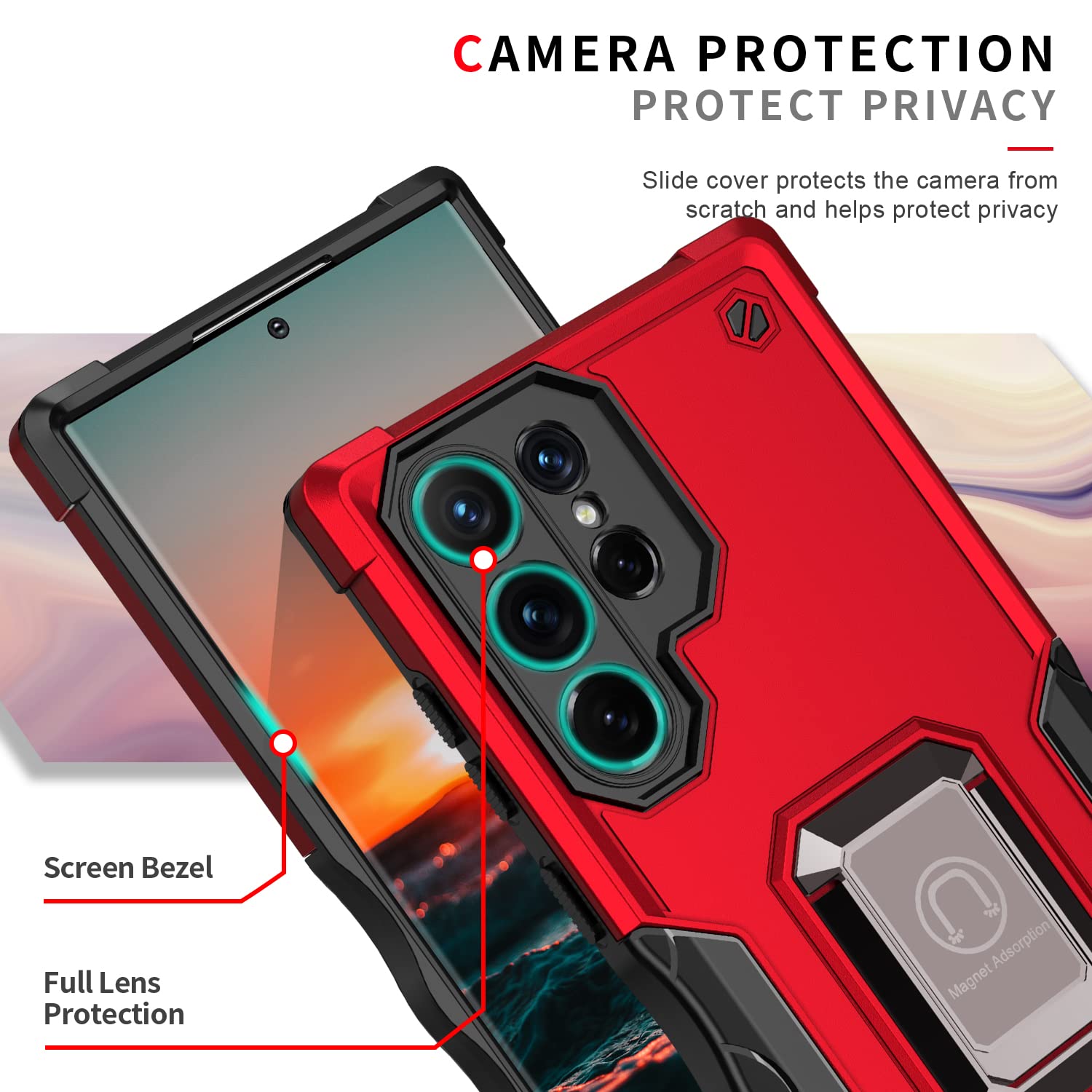 Samsung Galaxy S22 Ultra Case with Swivel Kickstand & Camera Cover - Drop-Tested Protective Phone Case (Rose Gold) | Perfect for Work, Travel & Everyday Use