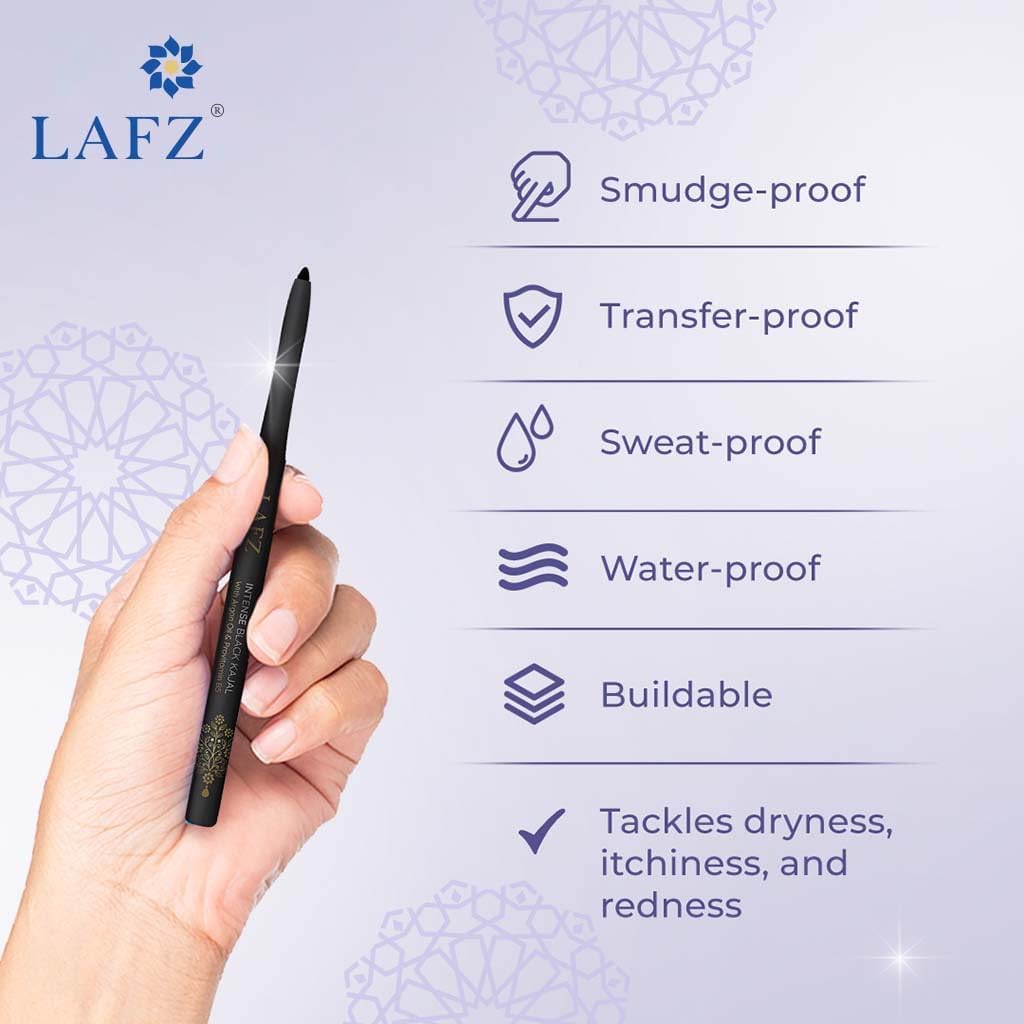 Lafz Intense Black Kajal Eyeliner - 0.35g Smudge-Proof & Long-Lasting for Dramatic Eye Makeup | Perfect for Daily Wear, Parties & Special Occasions